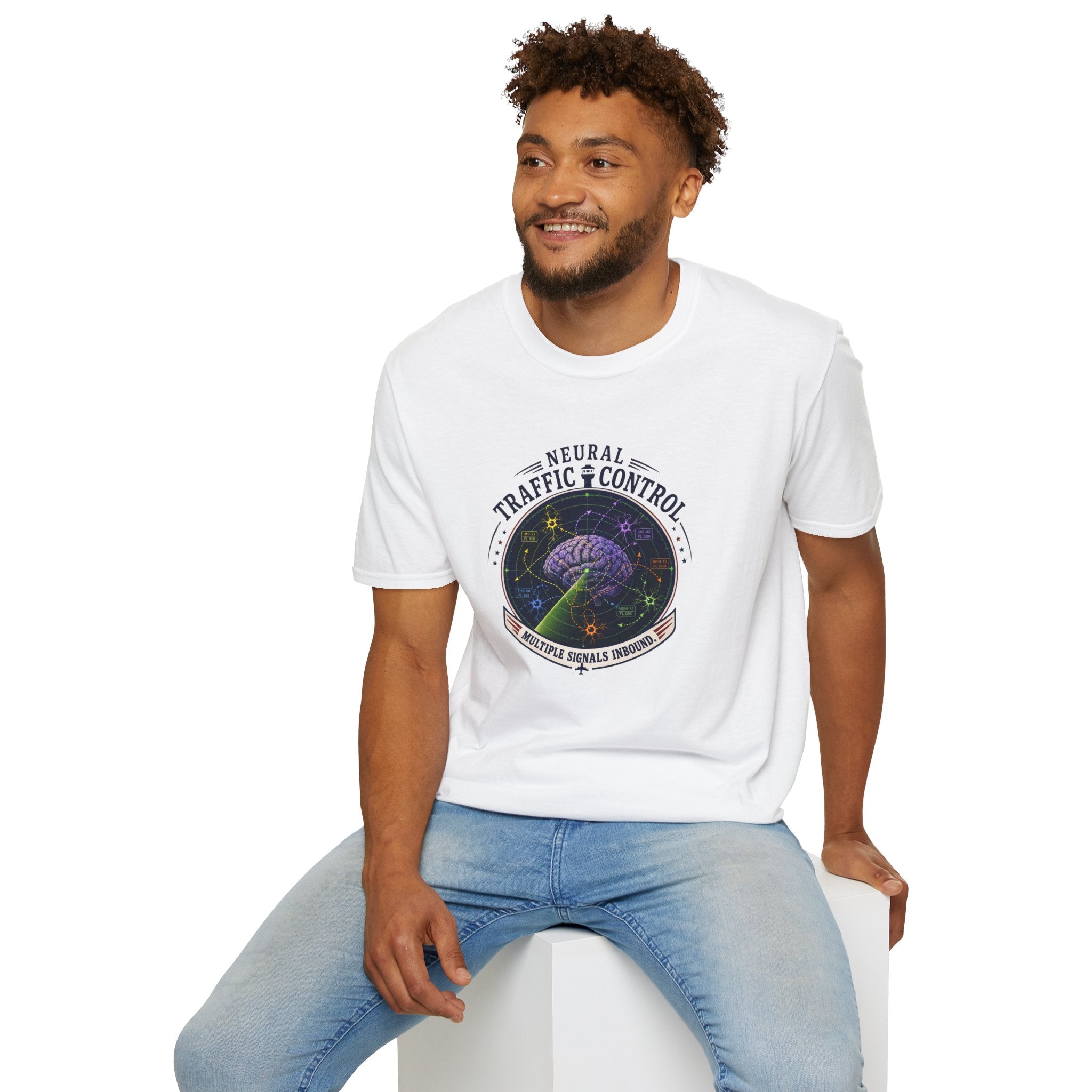 Neural Traffic Control T-Shirt | Brain Radar Graphic Tee