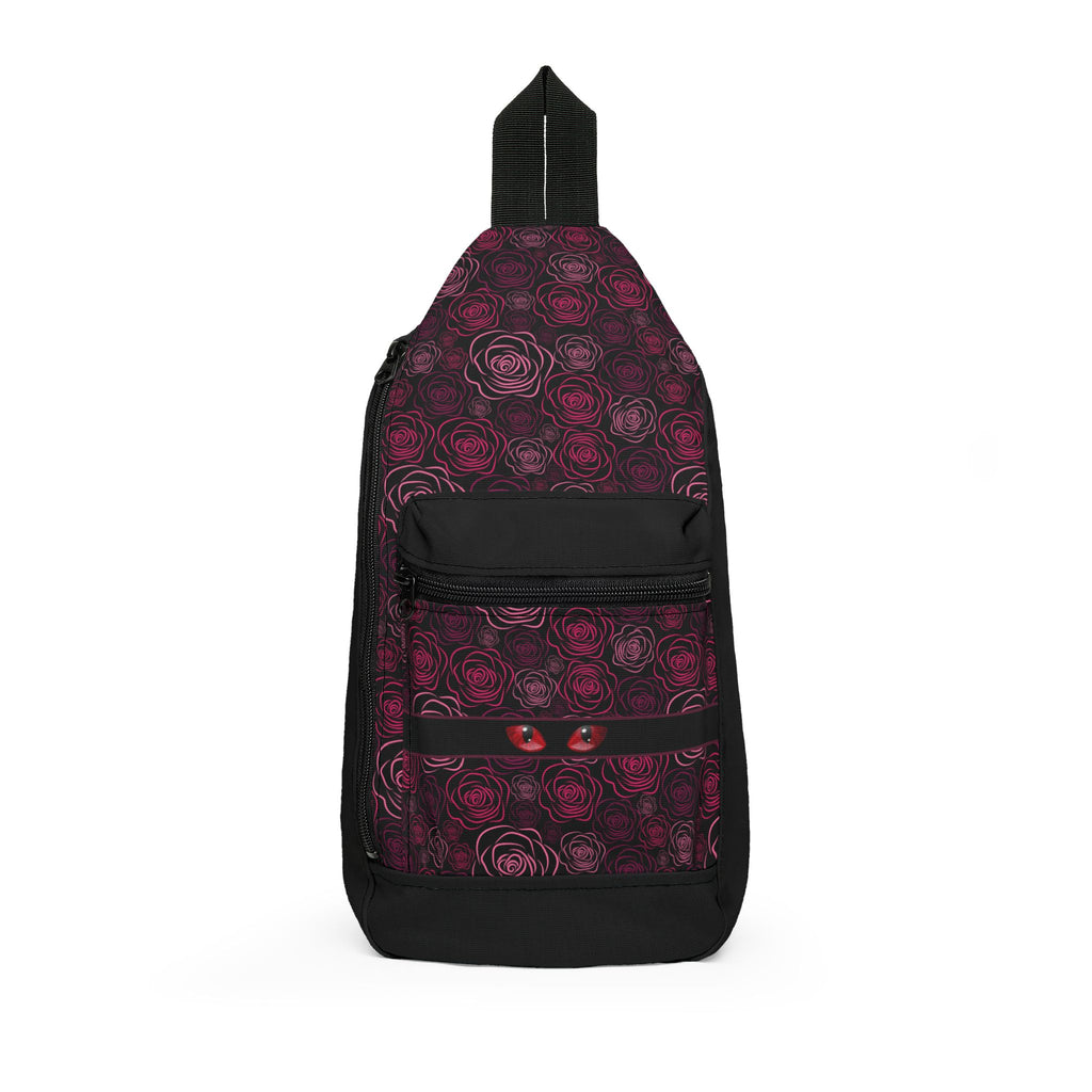 Peeking Cat Eyes Gothic Rose Sling Bag