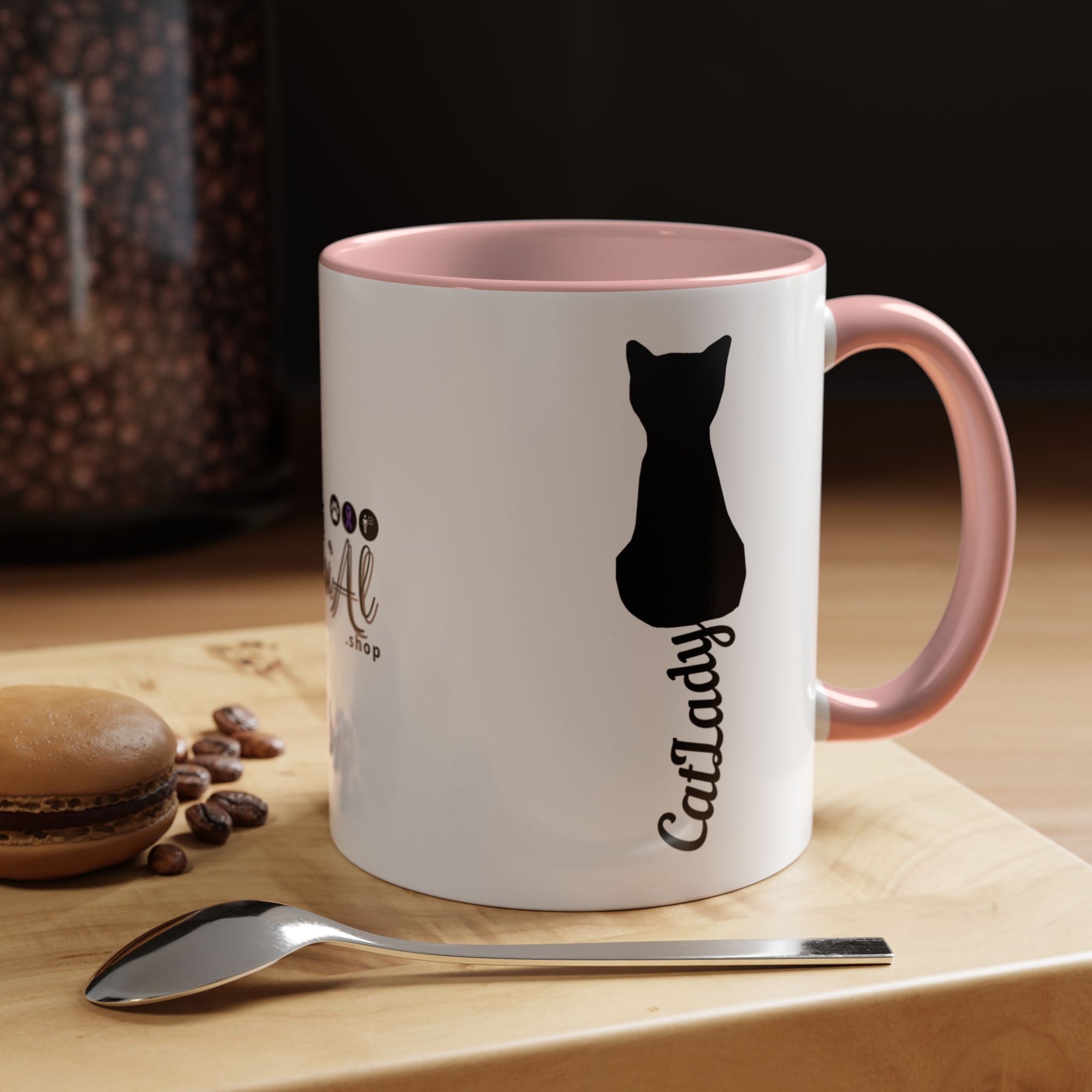 Cursive Tail Cat Lady Coffee Mug, Gift for Cat Lovers