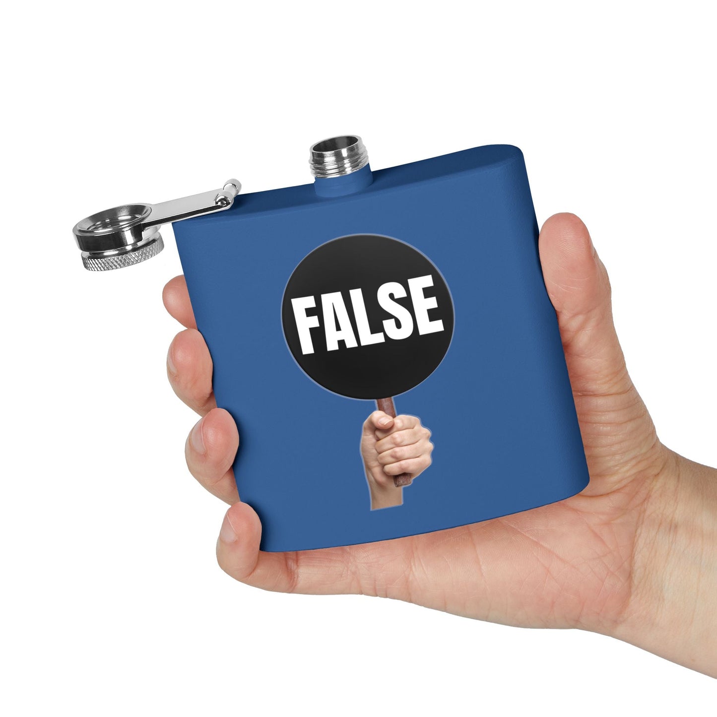 Funny Stainless Steel Flask - 6oz False Sign Design Printify
