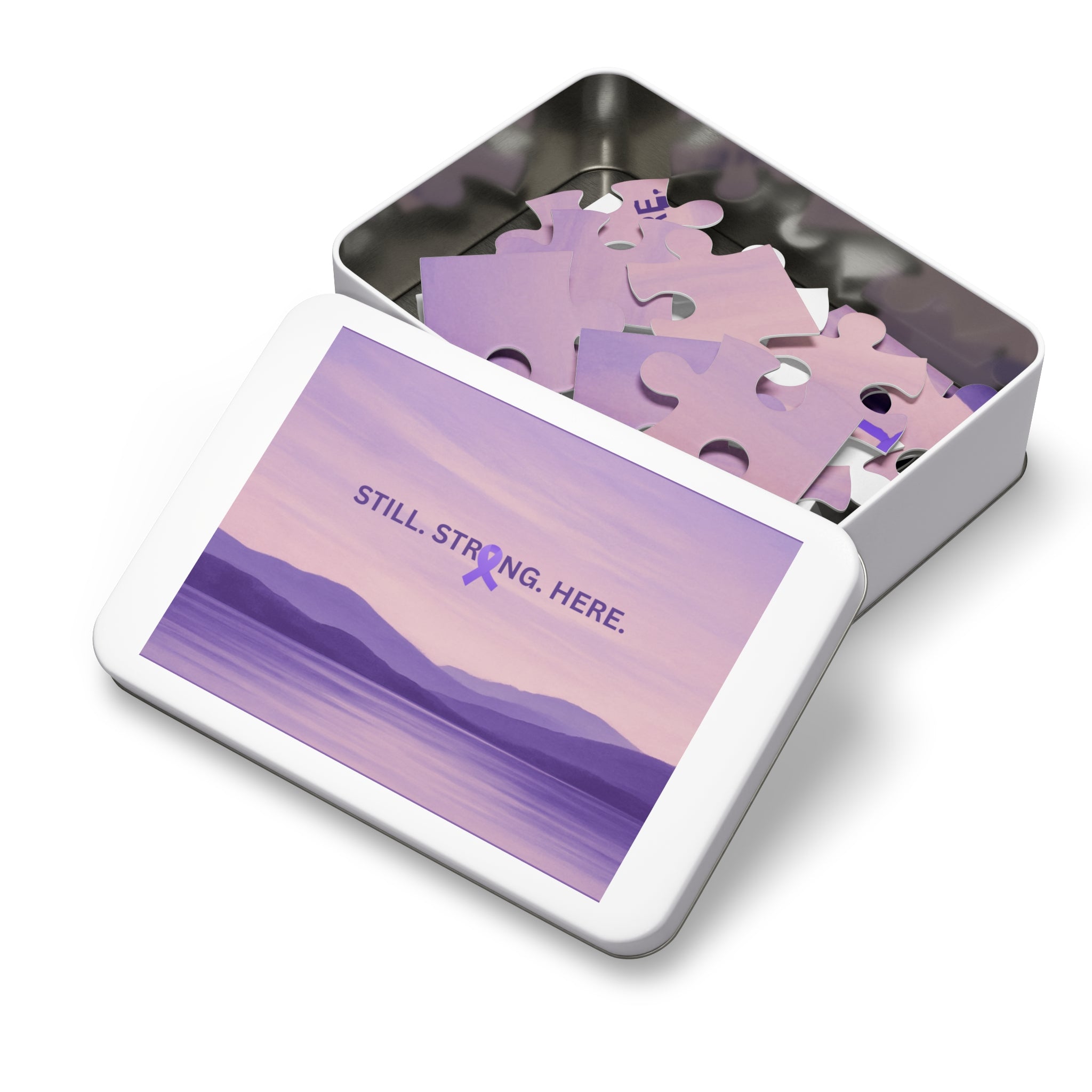 “Still. Strong. Here.” Epilepsy Awareness Jigsaw Puzzle — Lavender Horizon Design