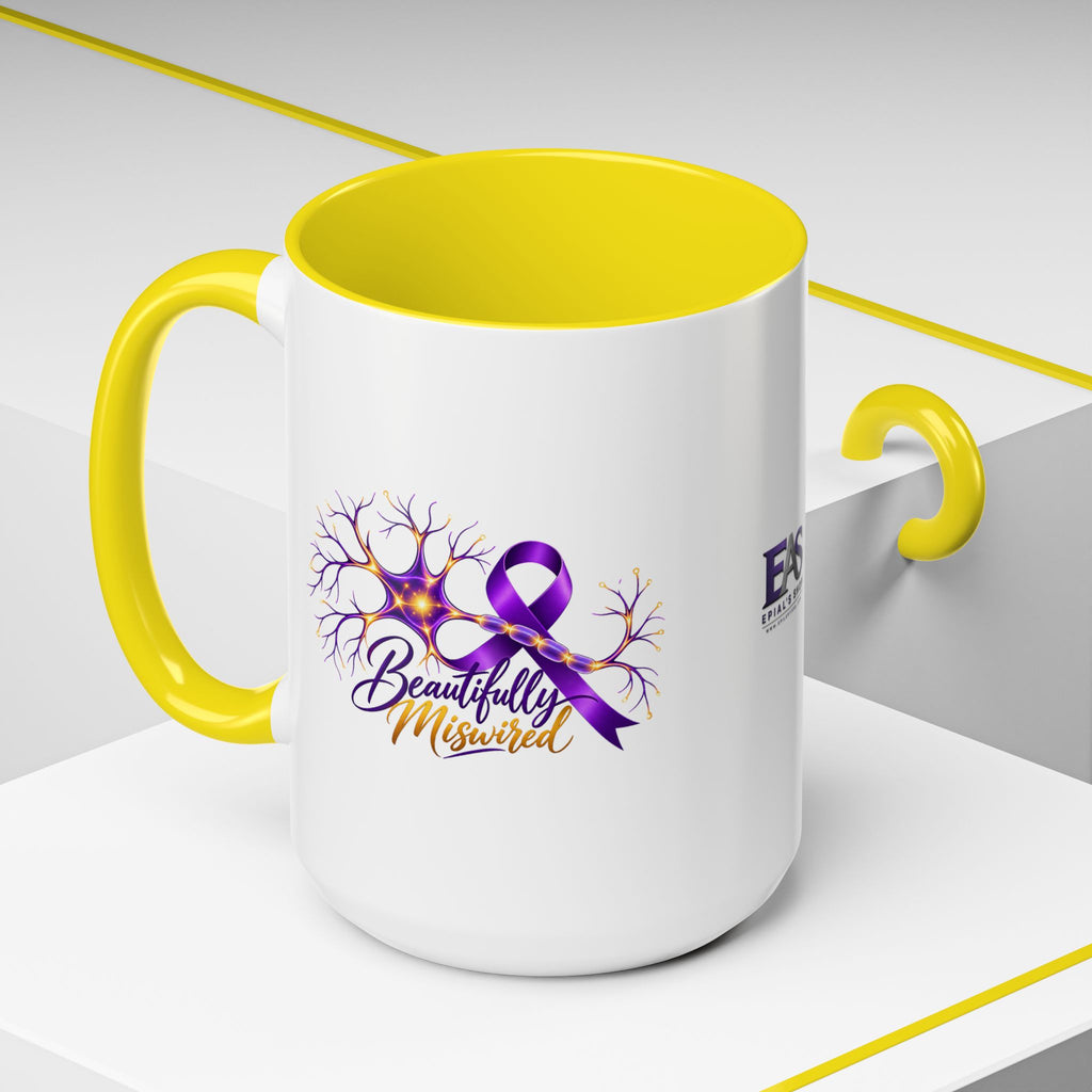 Beautifully Miswired Epilepsy Awareness Ceramic Mug | Purple Ribbon & Neuron Design (11/15oz)