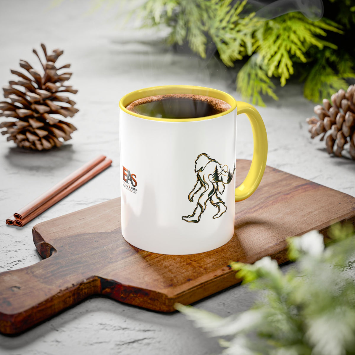 Barely There Bigfoot Ceramic Mug | Abstract Sasquatch Forest Art | 11oz & 15oz