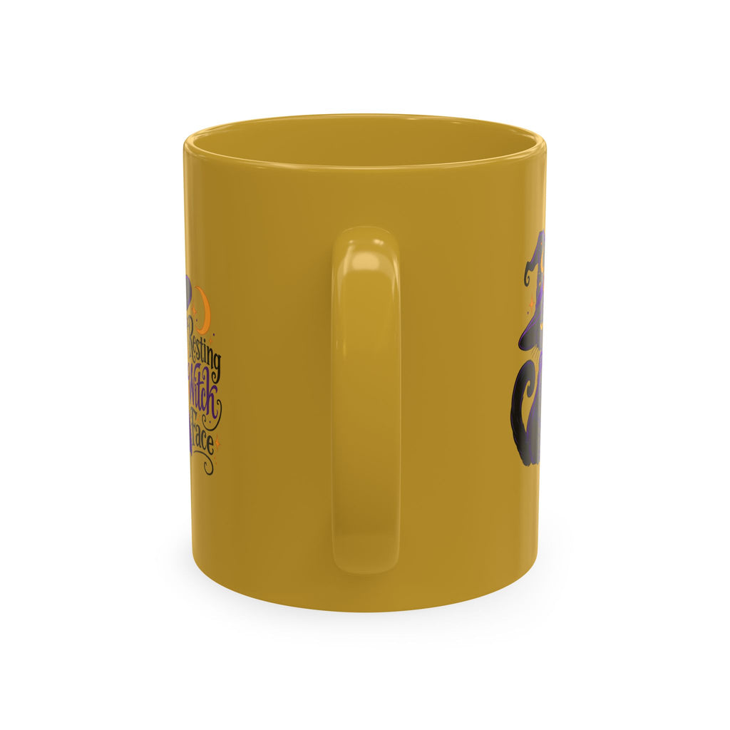 Resting Witch Face Cat Mug | 11 oz Halloween Coffee Mug