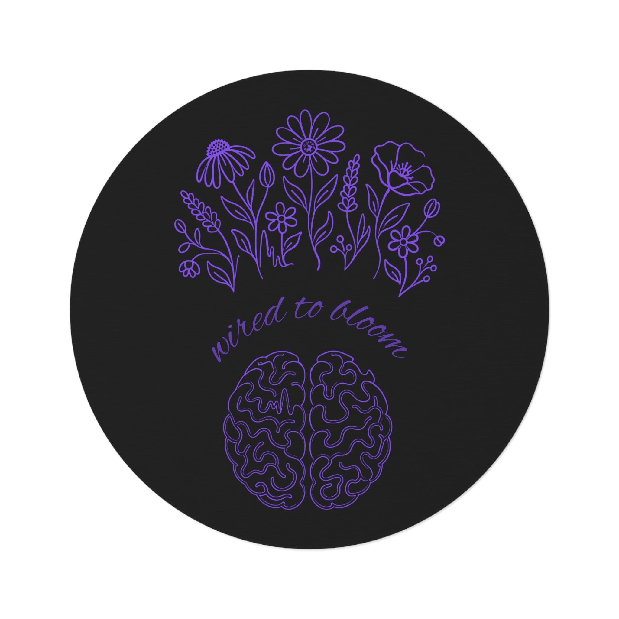 Wired to Bloom Epilepsy Awareness Round Rug