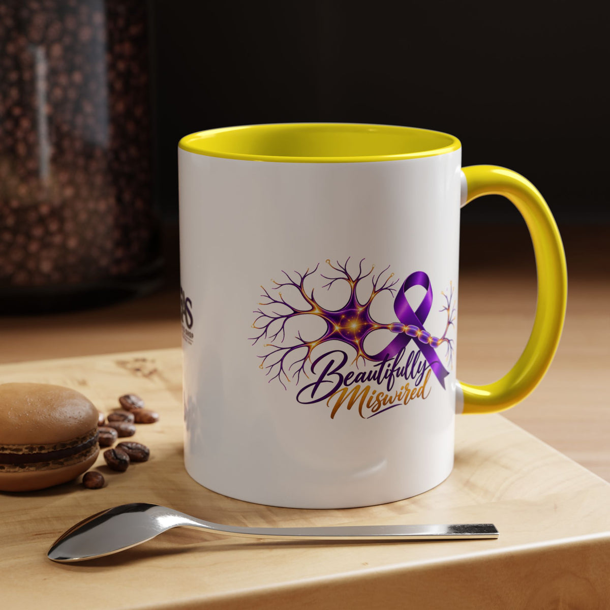 Beautifully Miswired Epilepsy Awareness Ceramic Mug | Purple Ribbon & Neuron Design (11/15oz)