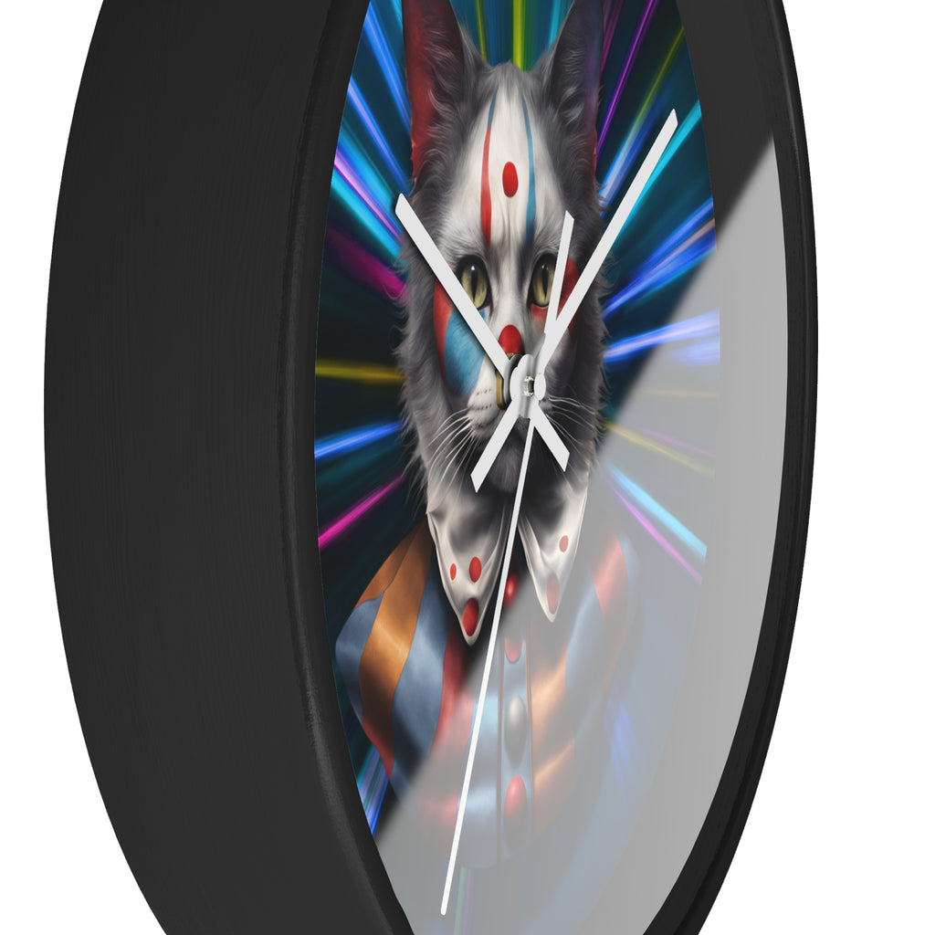 Playful Cat Wall Clock - Colorful Retro Vibe for Cat Lovers
