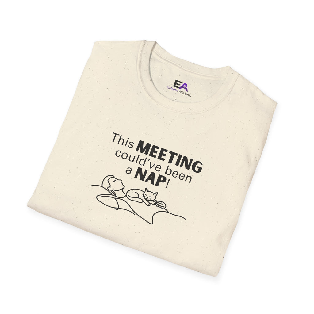 This Meeting Could’ve Been a Nap Cat T-Shirt – Minimalist Line Art Graphic Tee (Unisex)