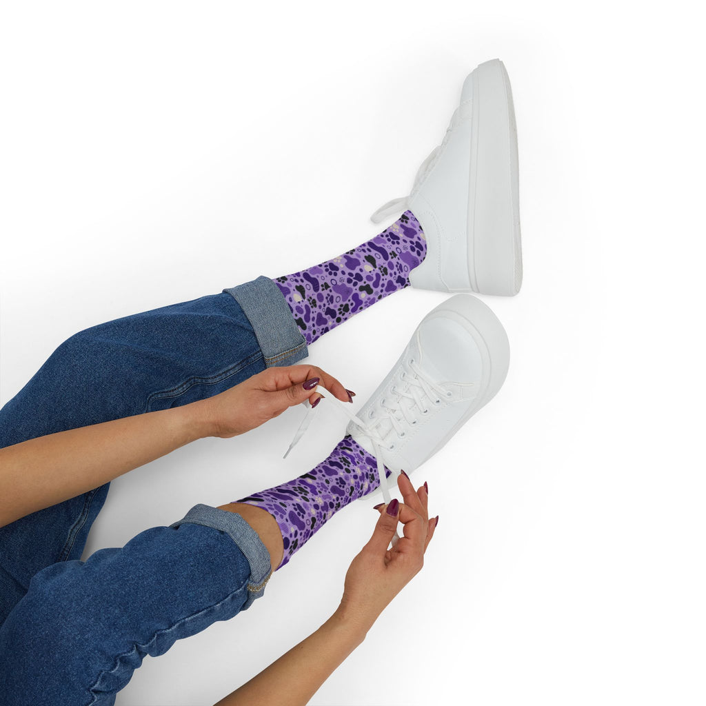 Purple Paws Cat Lover Crew Socks for Cat Ladies