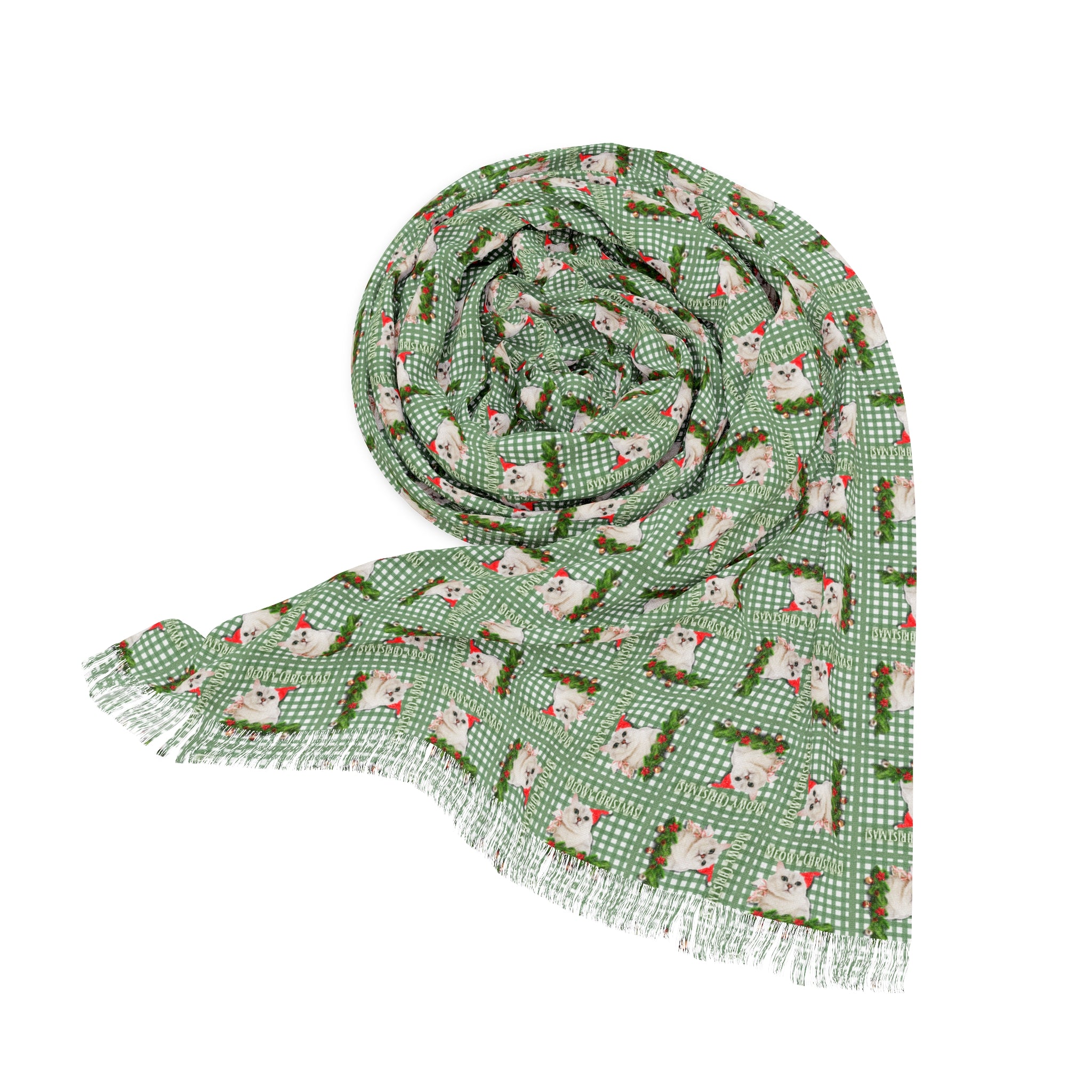 Photo depicting the ​Meowy Christmas Light Scarf from EpiAl's Shop.