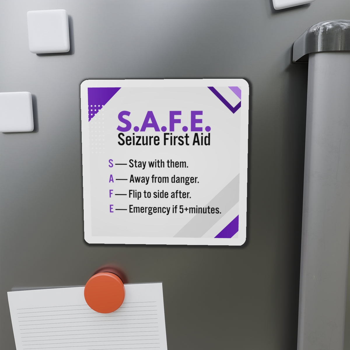 S.A.F.E. Seizure First Aid Magnet – Epilepsy Awareness Emergency Guide
