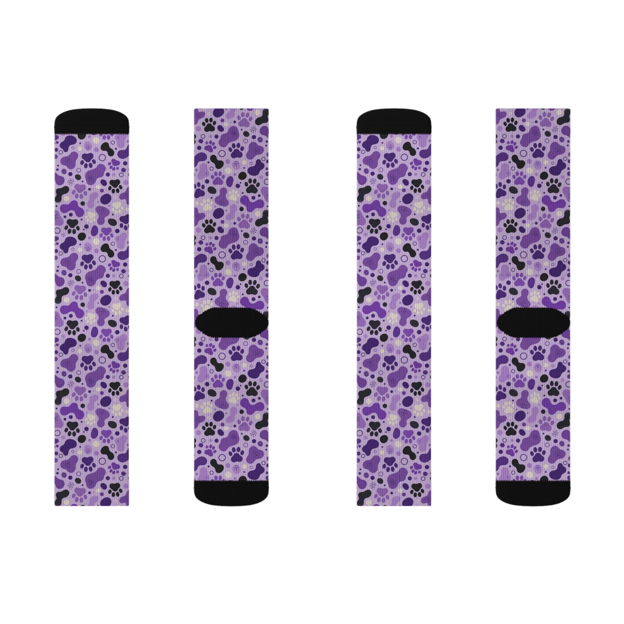 Purple Paws Cat Lover Crew Socks for Cat Ladies