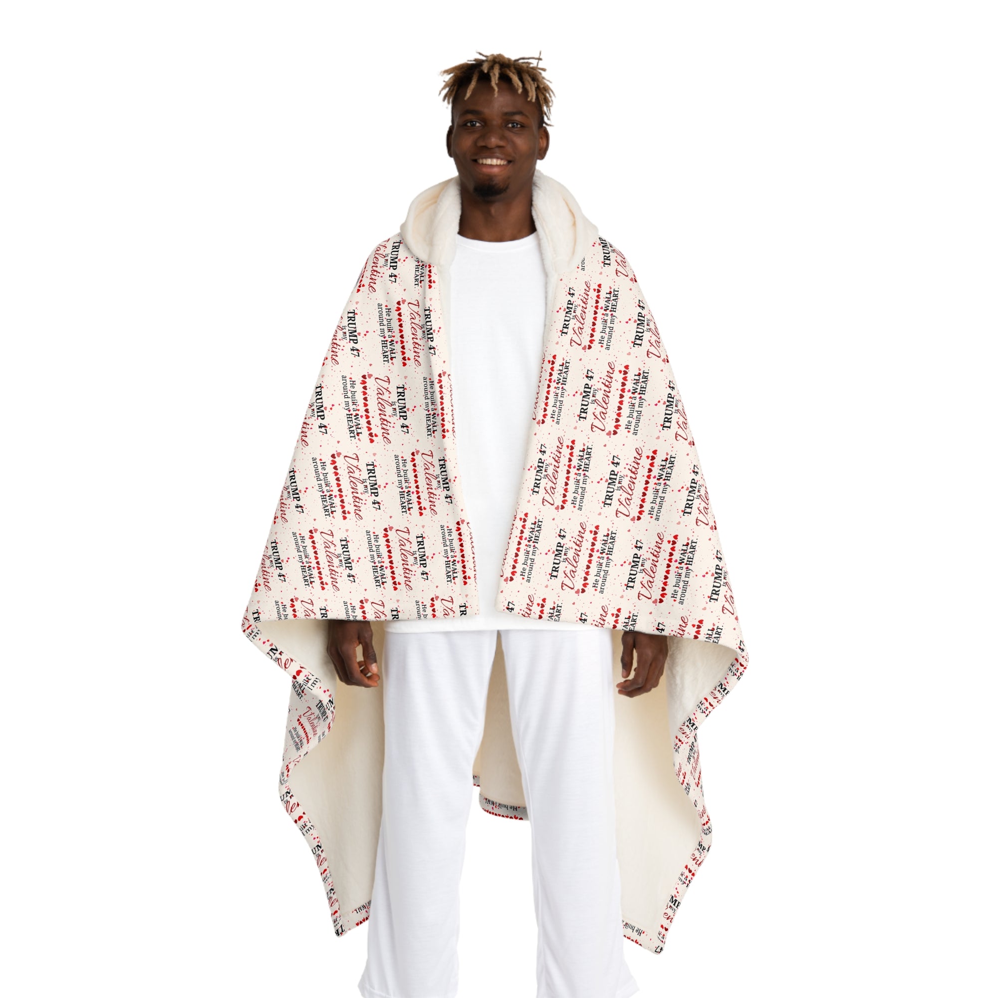 Trump is my Valentine Hooded Sherpa Fleece Blanket