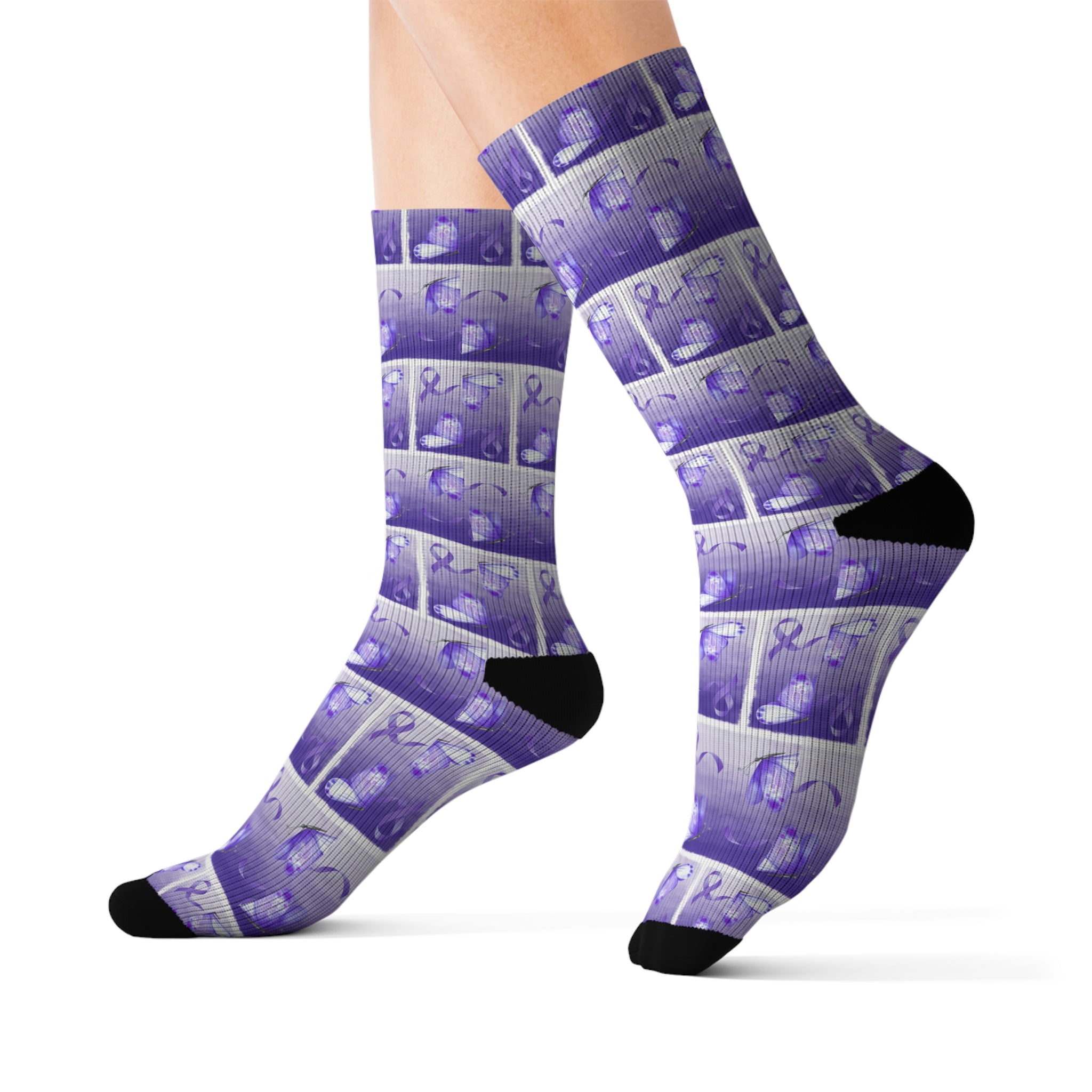 Purple Ribbon Butterfly Epilepsy Awareness Socks - EpiAl's Shop