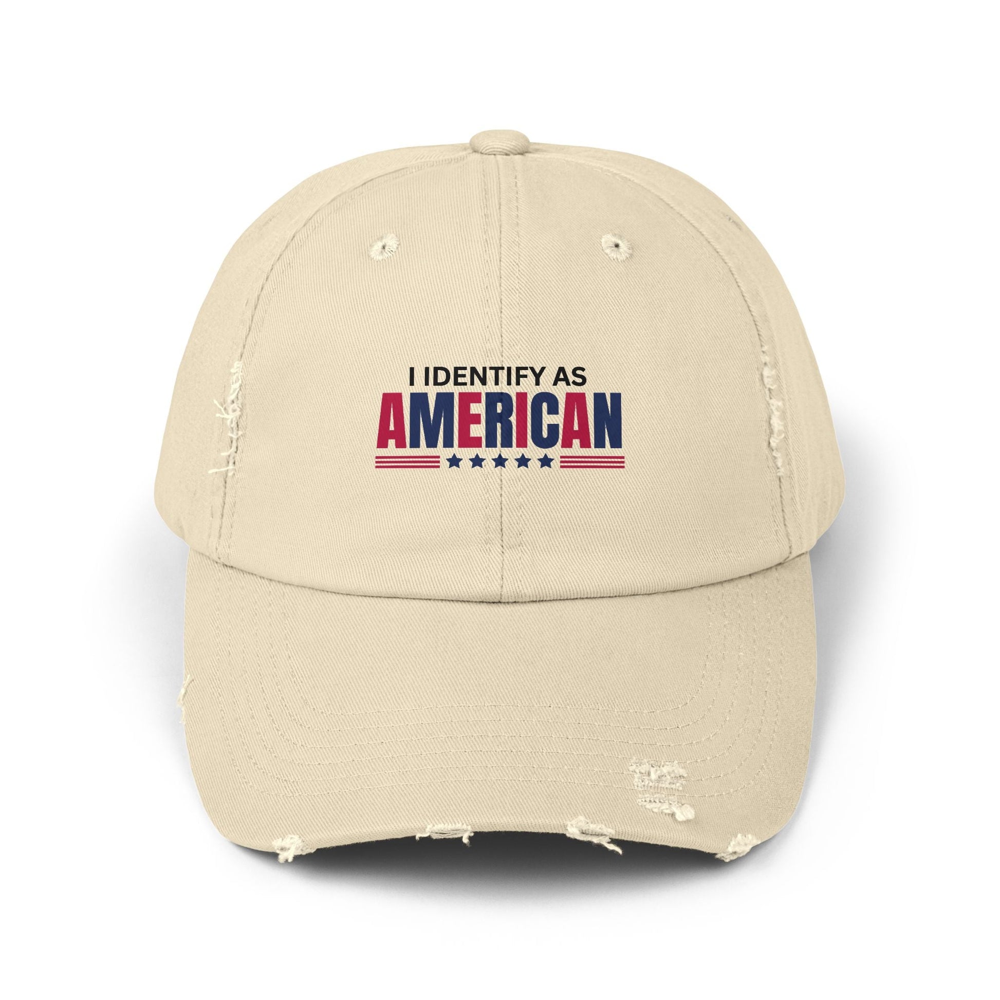 I Identify as American Unisex Distressed Cap Printify