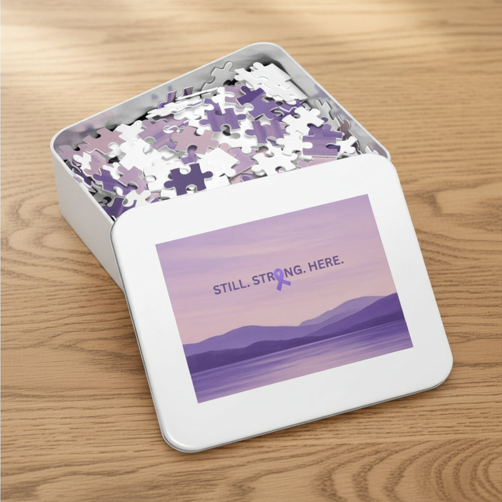 “Still. Strong. Here.” Epilepsy Awareness Jigsaw Puzzle — Lavender Horizon Design