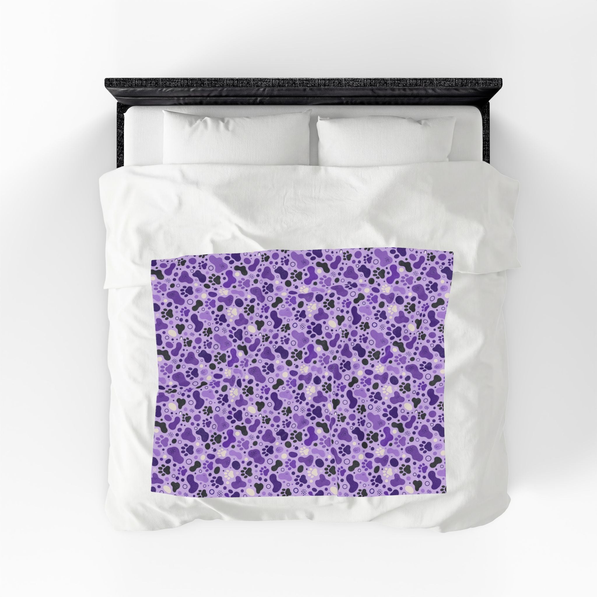 Purple Paw Print Plush Blanket | Cat & Dog Lover Cozy Throw Blanket