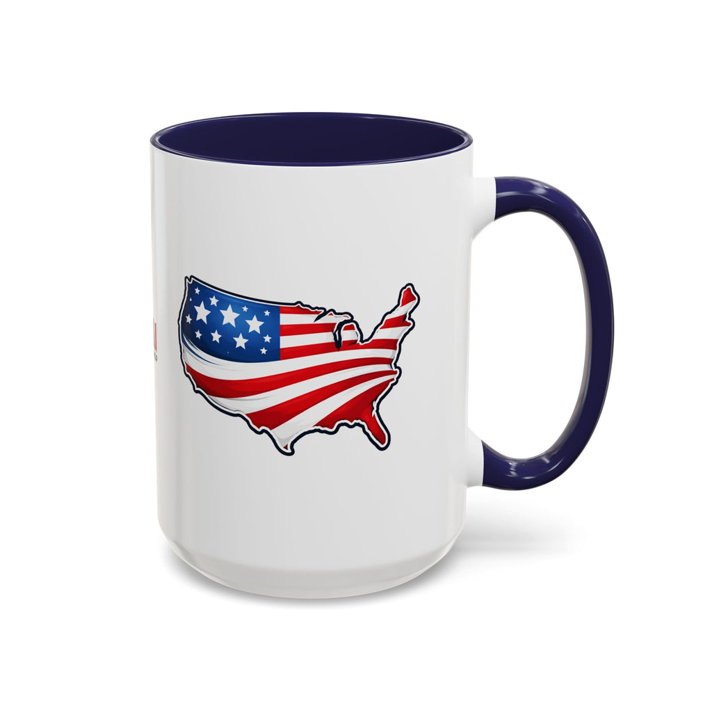 USA Map Patriotic Coffee Mug | Red Handle & Interior