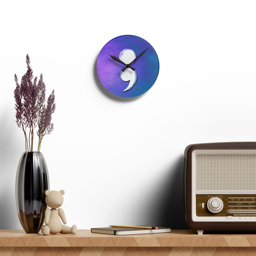 Semicolon Suicide Awareness Wall Clock | Resilience & Hope