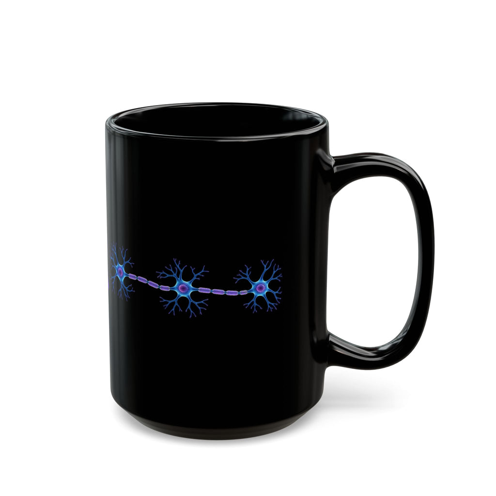 Epilepsy Awareness Neuron & Purple Ribbon Black Ceramic Mug | 11 oz & 15 oz