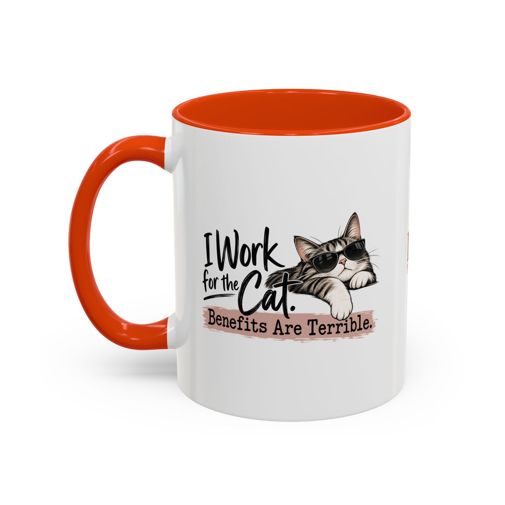 I Work for the Cat Coffee Mug | Funny Cat Lover Ceramic Mug (11oz/15oz)