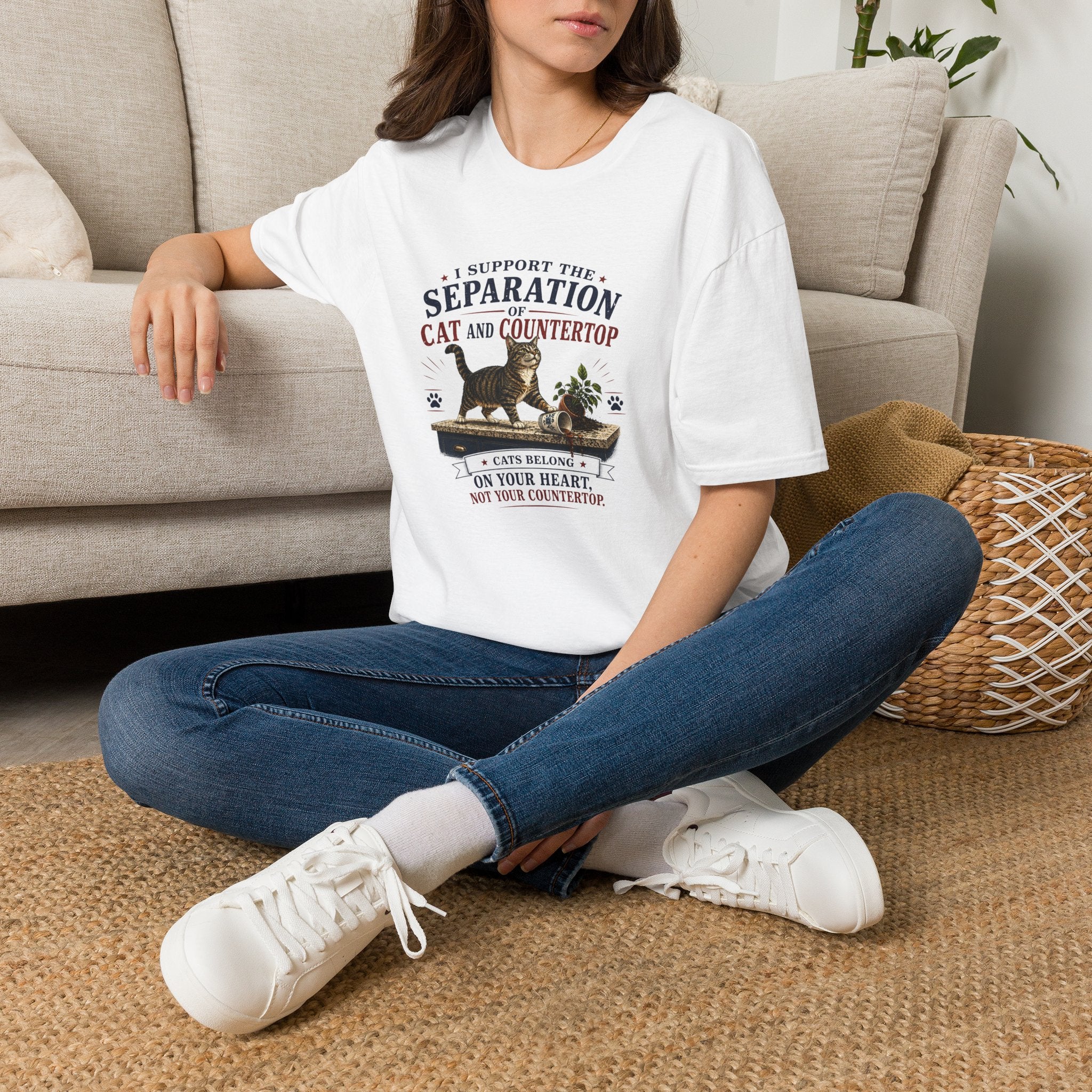Separation of Cat and Countertop T-Shirt | Funny Cat Lover Tee