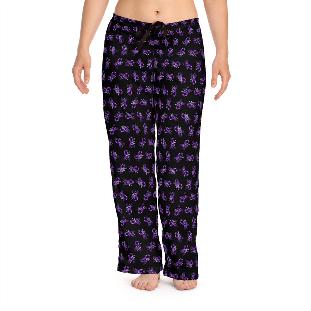 Purple Ribbon and Lightning Epilepsy Awareness Pajama Pants