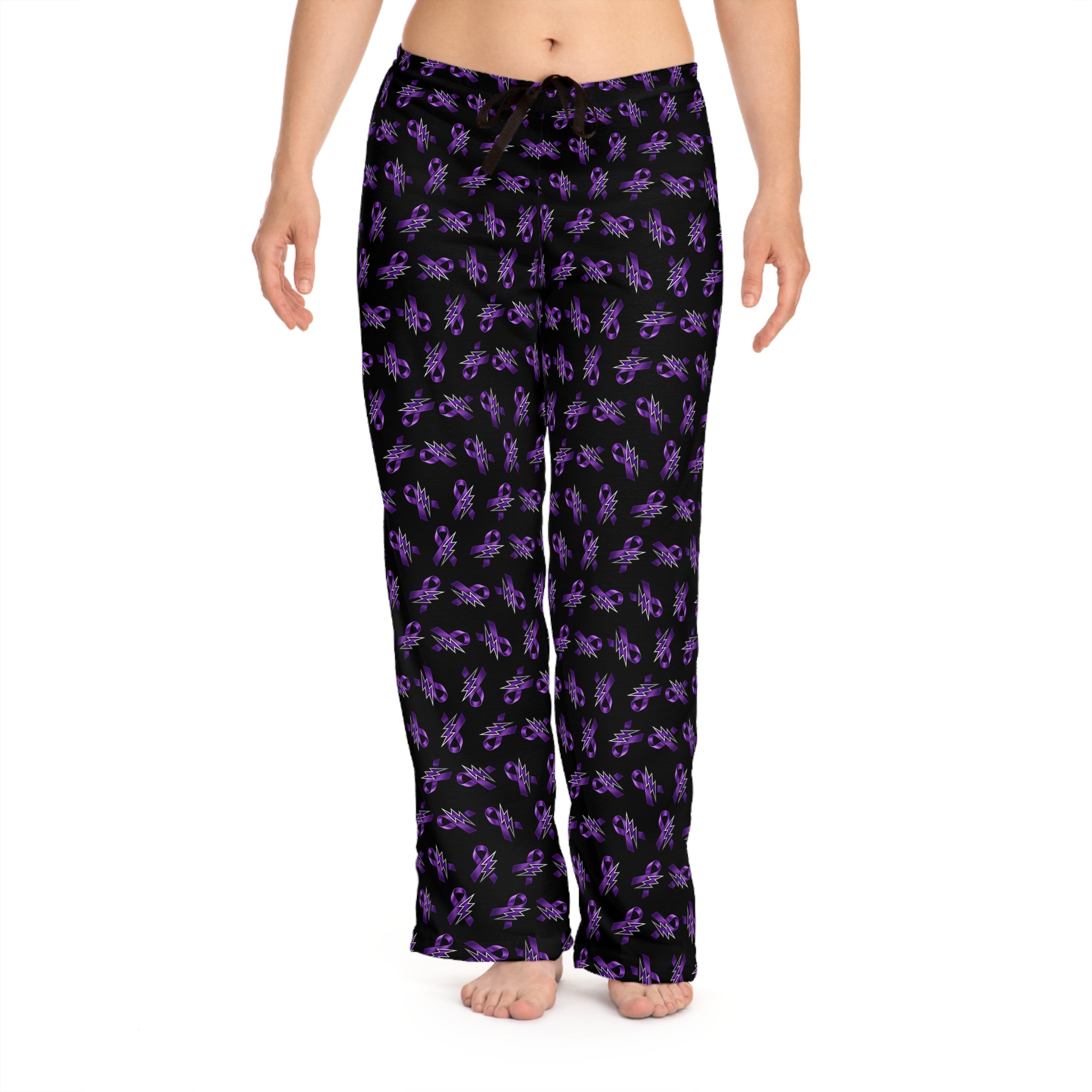 Purple Ribbon and Lightning Epilepsy Awareness Pajama Pants