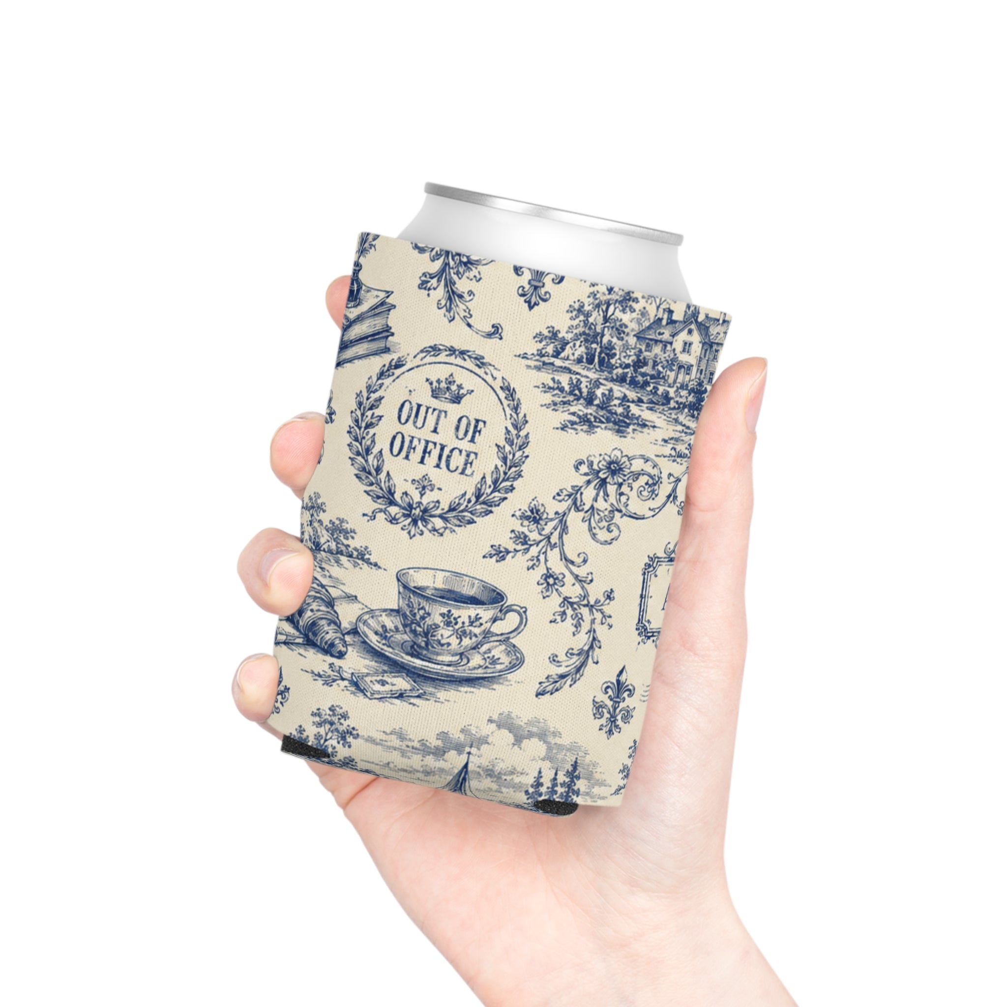 Out of Office Toile Can Cooler