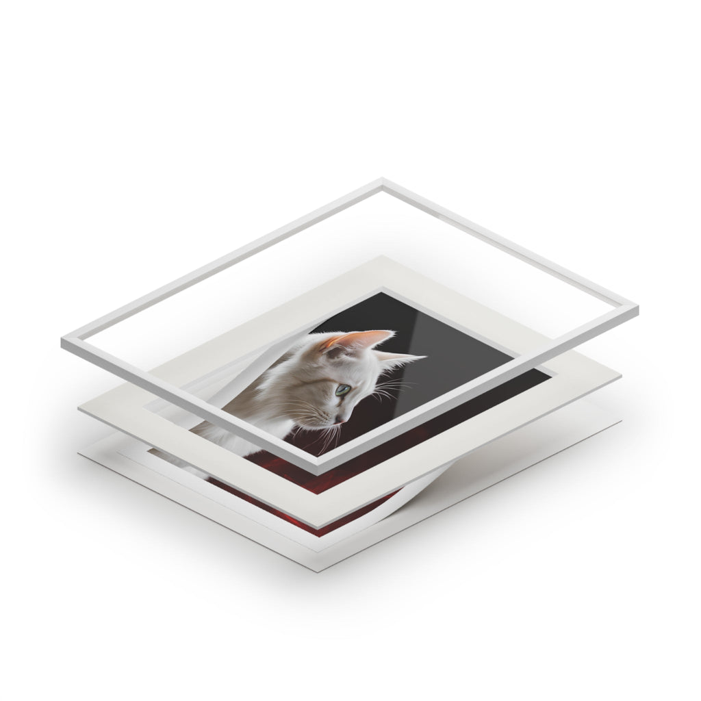 Wonderful White Cat Fine Art Print with Passepartout Frame Printify