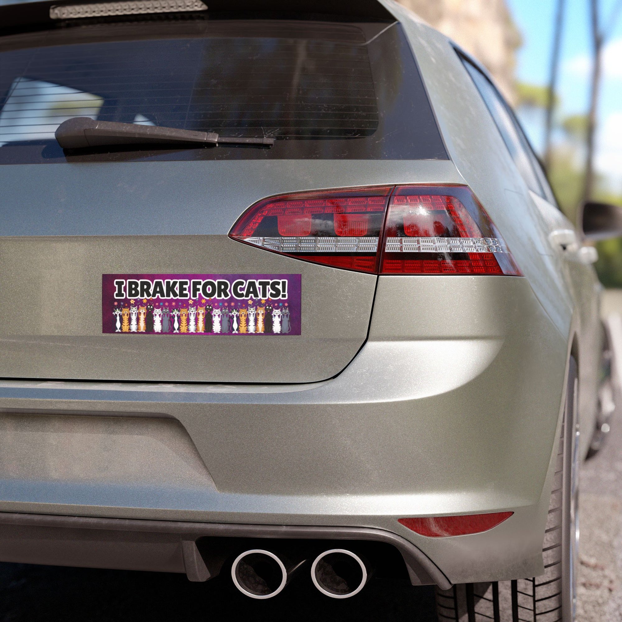 "I Brake for Cats" Funny Cat Car Magnet