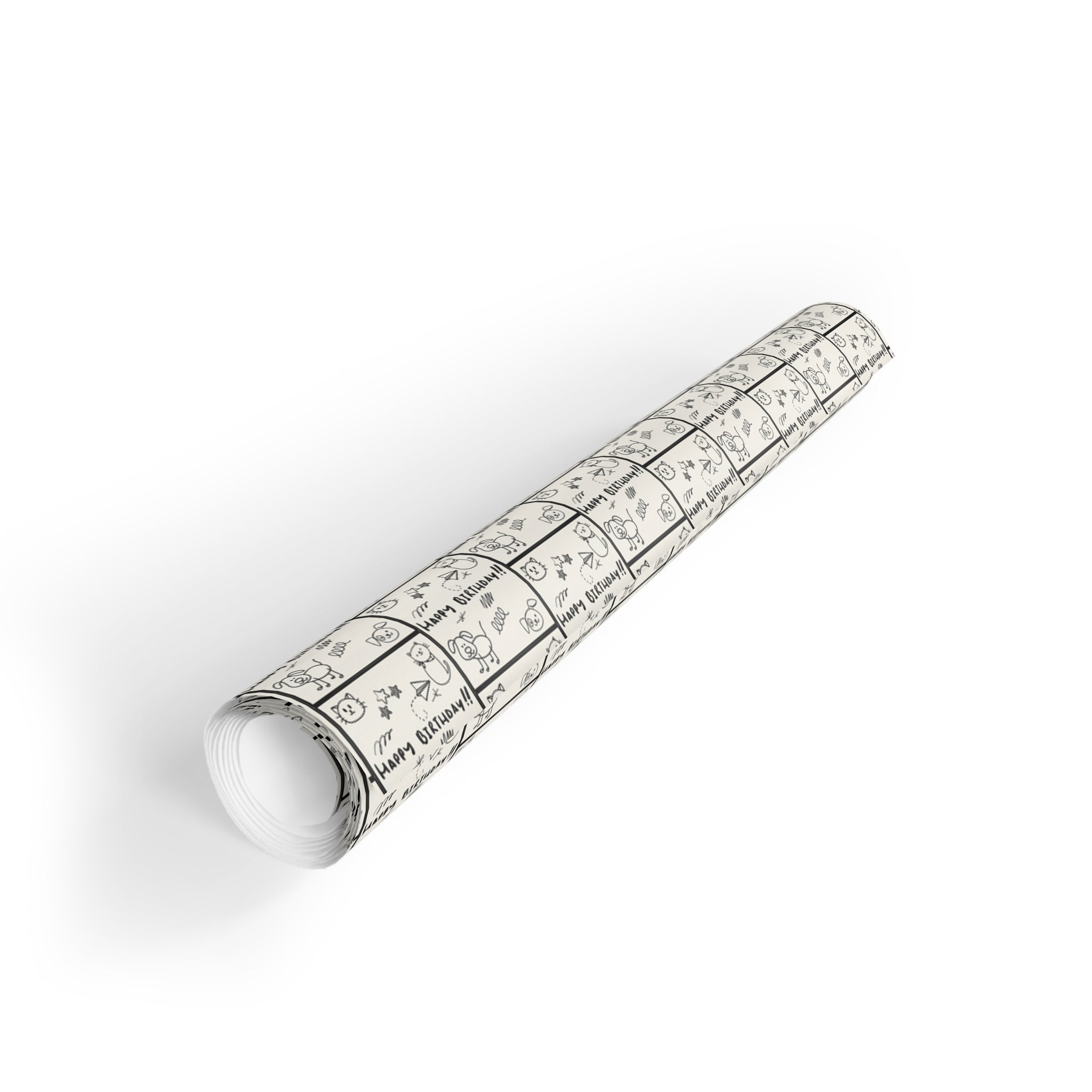 Sketched Puppies & Kitties Birthday Gift Wrapping Paper Rolls, 1pc - EpiAl's Shop