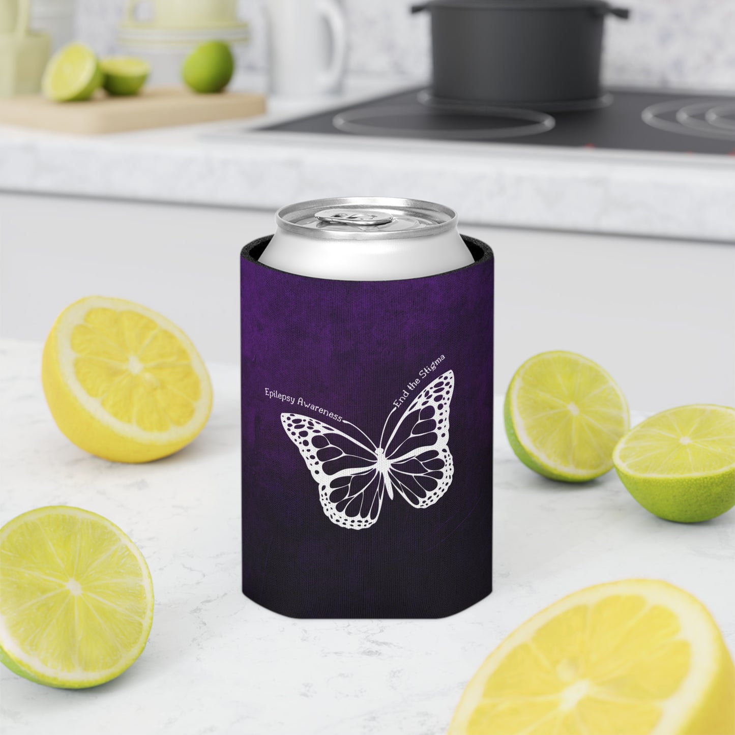 Epilepsy Awareness Butterfly Can Cooler - Support and Celebrate