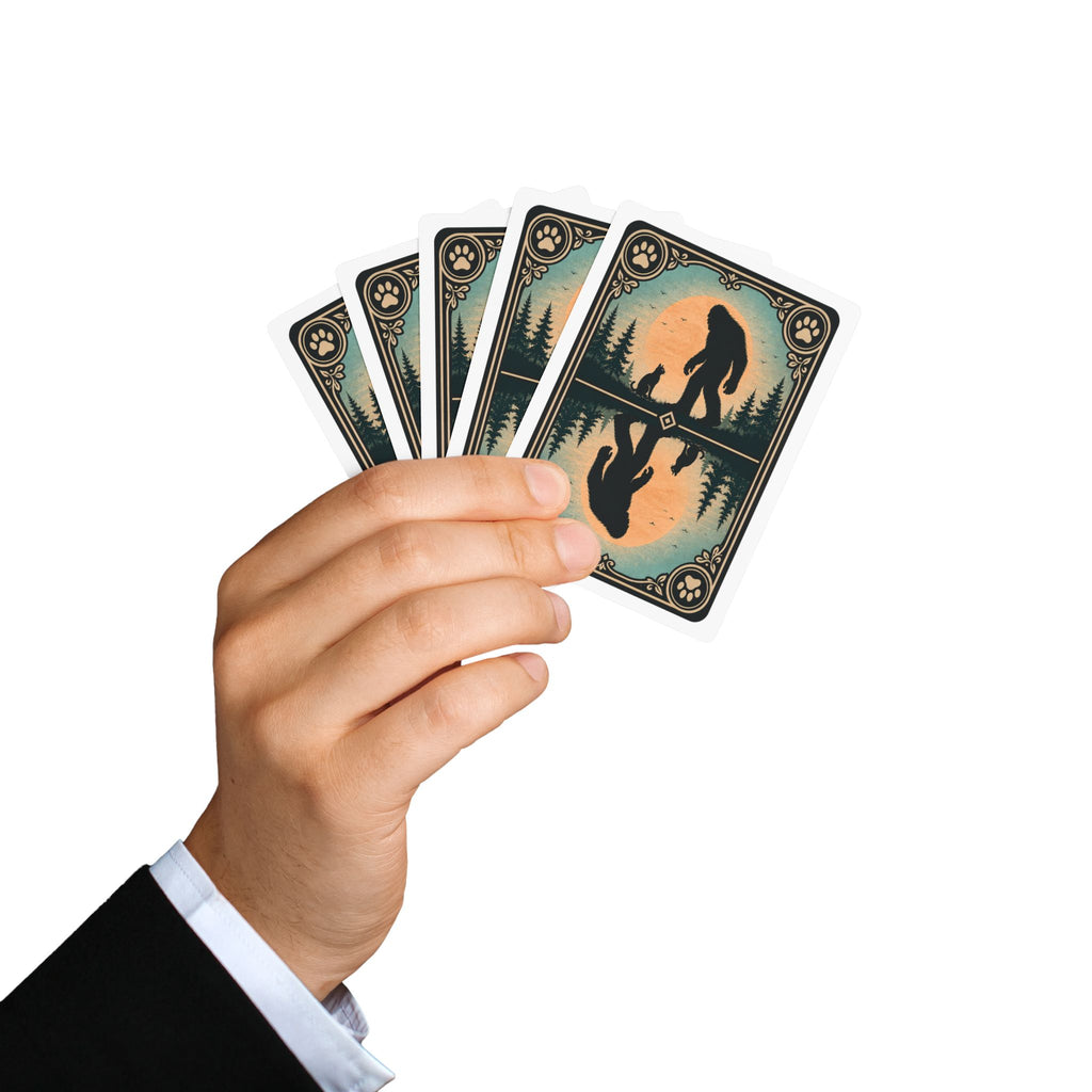 Sasquatch & Cat Playing Cards | Bigfoot Forest Poker Deck