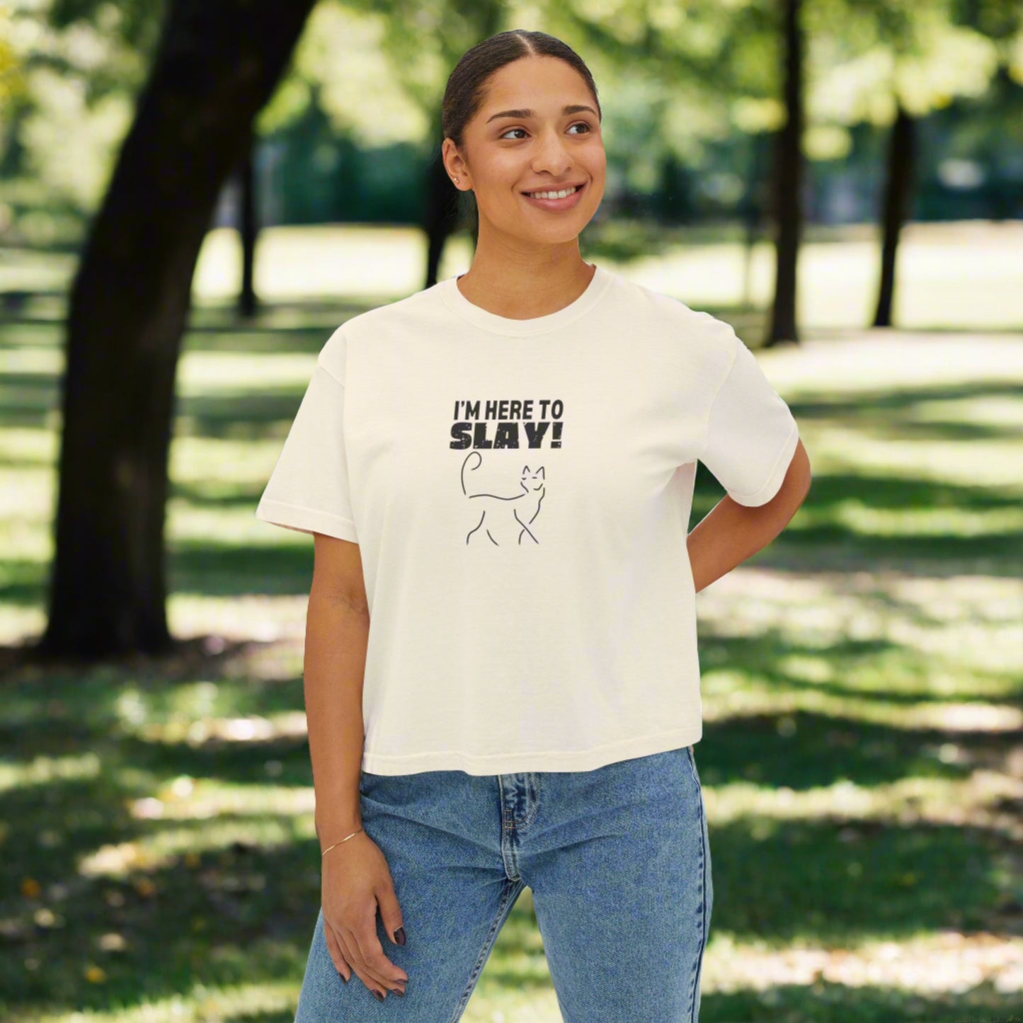 Here to Slay Women's Boxy Tee - T - Shirt - Epileptic Al’s Shop