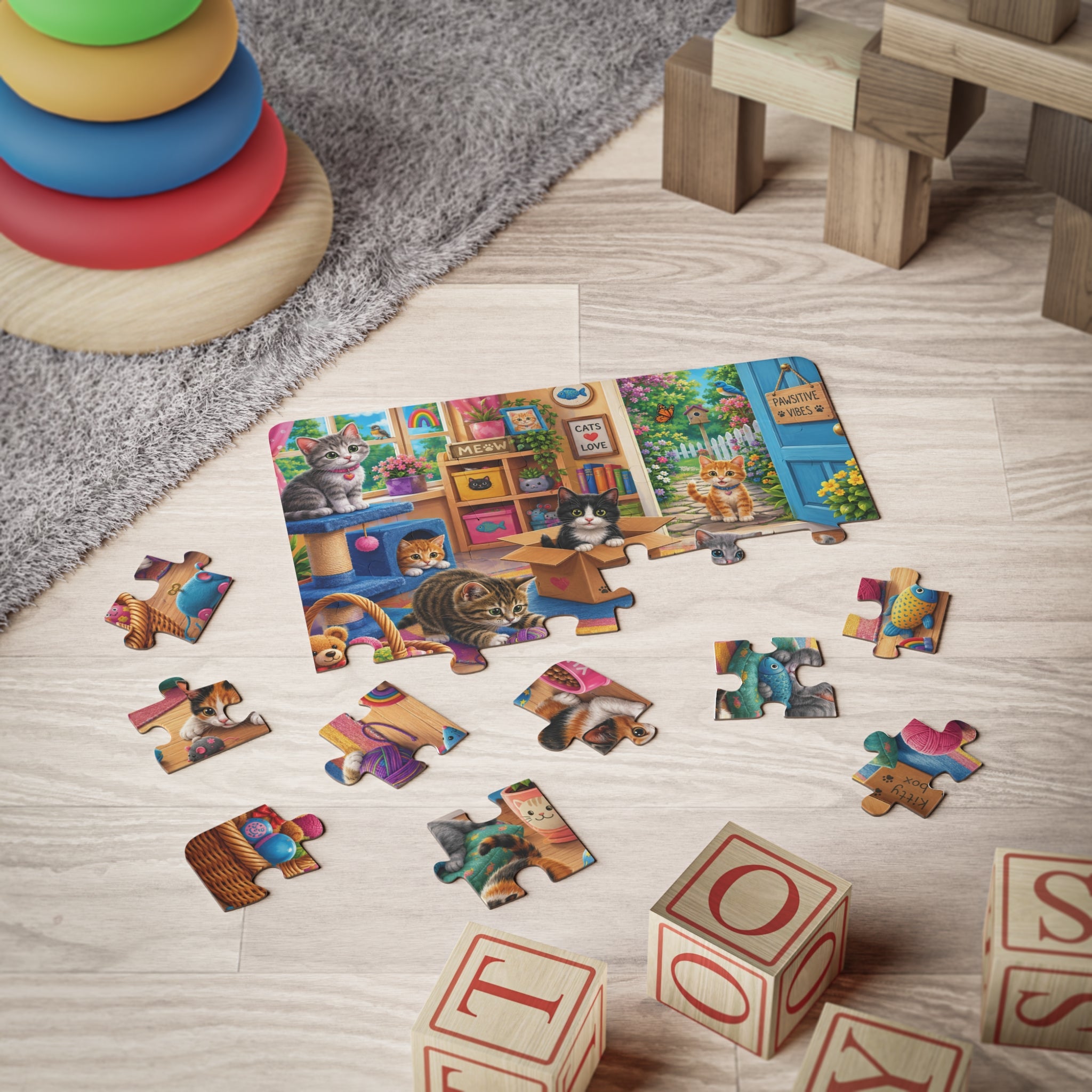 Kitten Playroom Kids Puzzle | 30 Piece Cat Jigsaw Puzzle for Toddlers & Young Kids