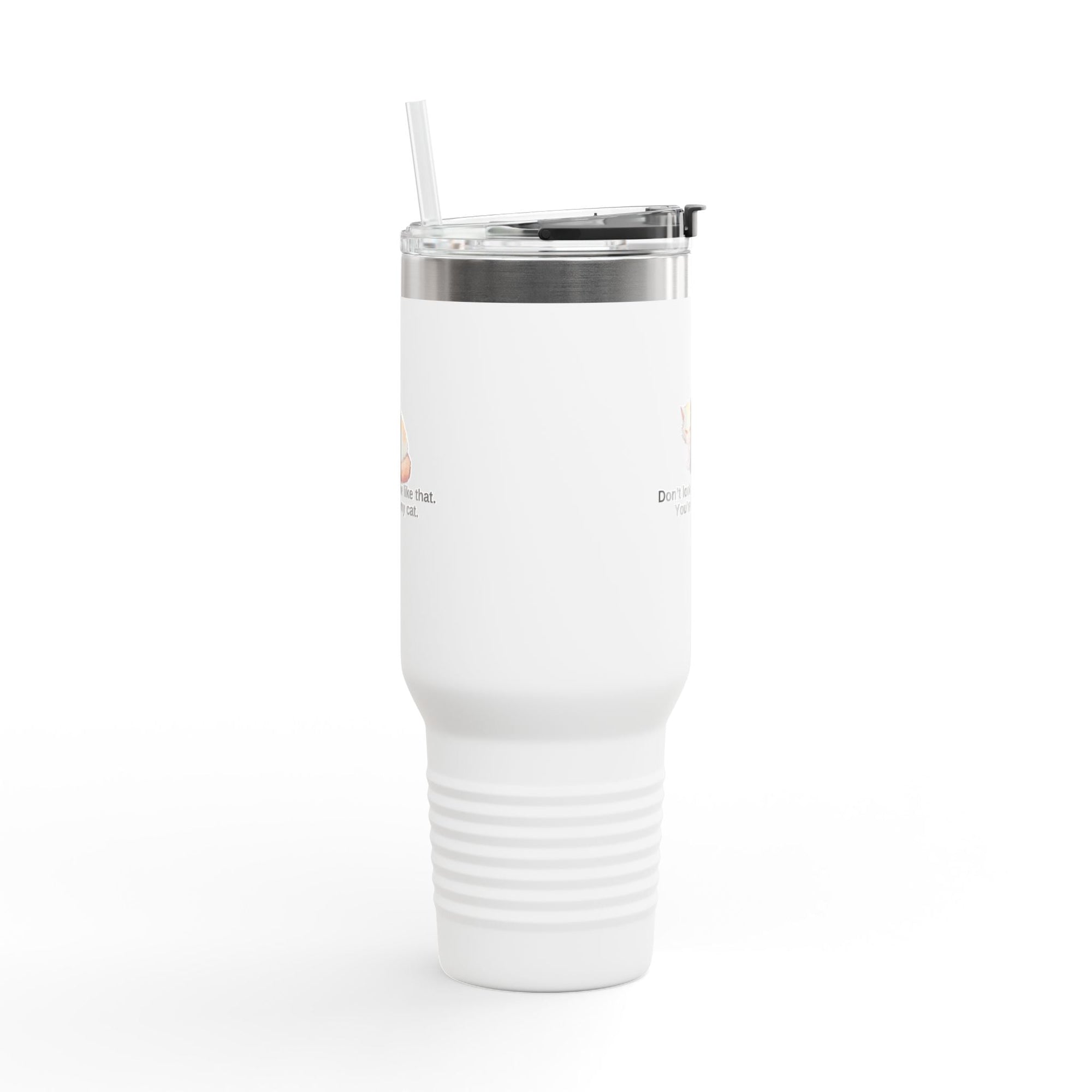 Funny Insulated Travel Mug - 40oz Cat Humor Printify