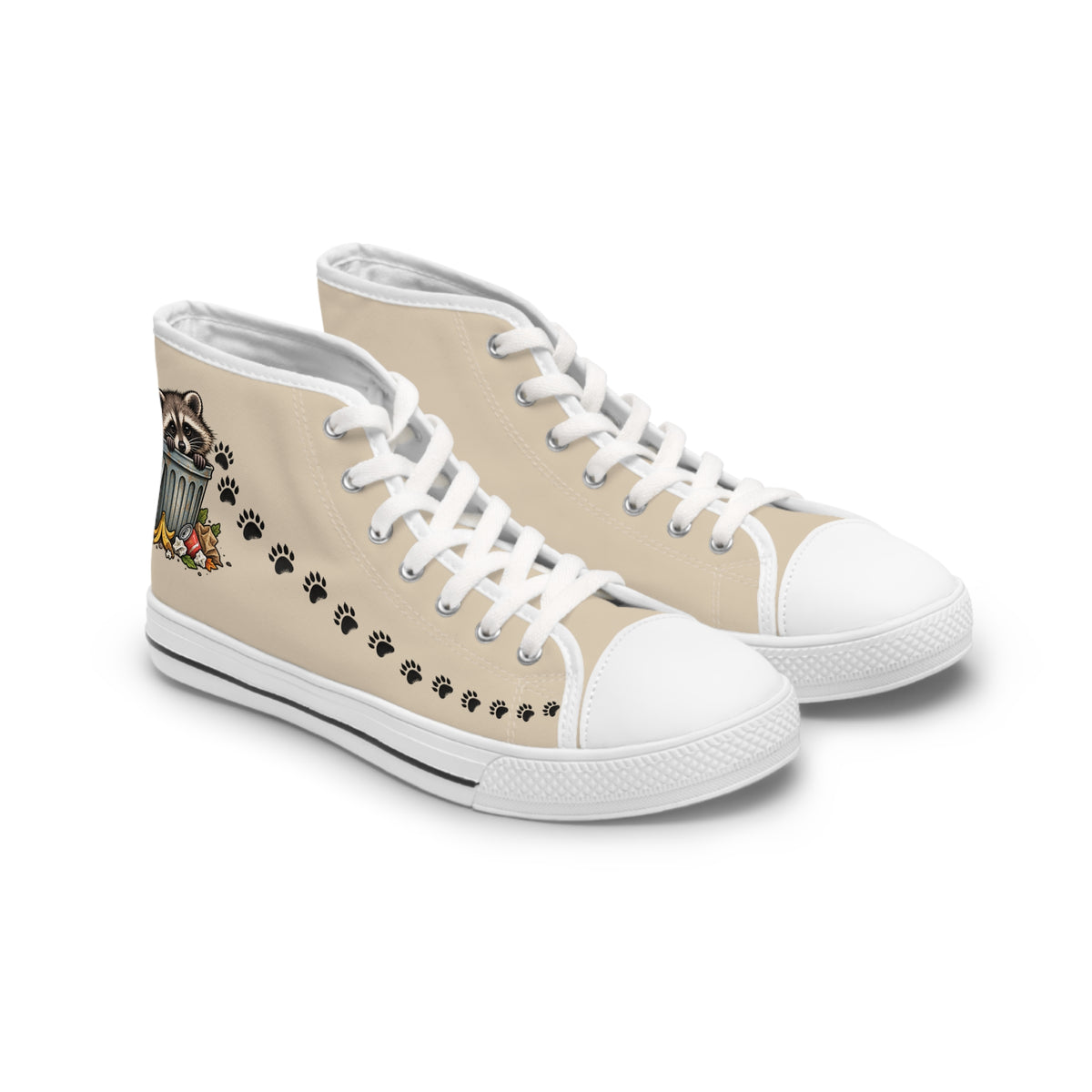 Jimothy Raccoon Paw Print Women's High-Top Canvas Sneakers | Trash Panda Shoes