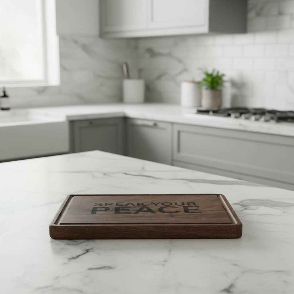 Engraved "Speak Your Peace" Wooden Cutting Board