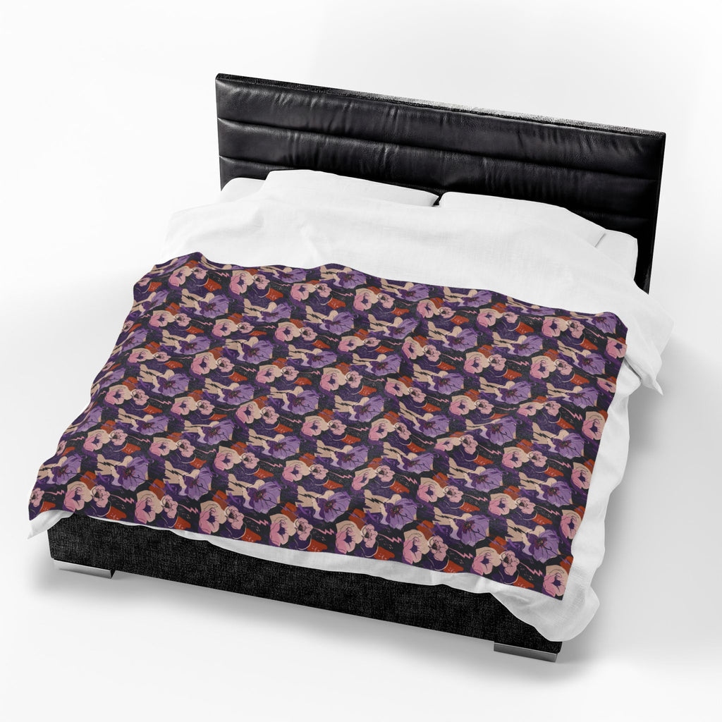Epilepsy Awareness Floral Plush Blanket | Purple Ribbon Throw Blanket