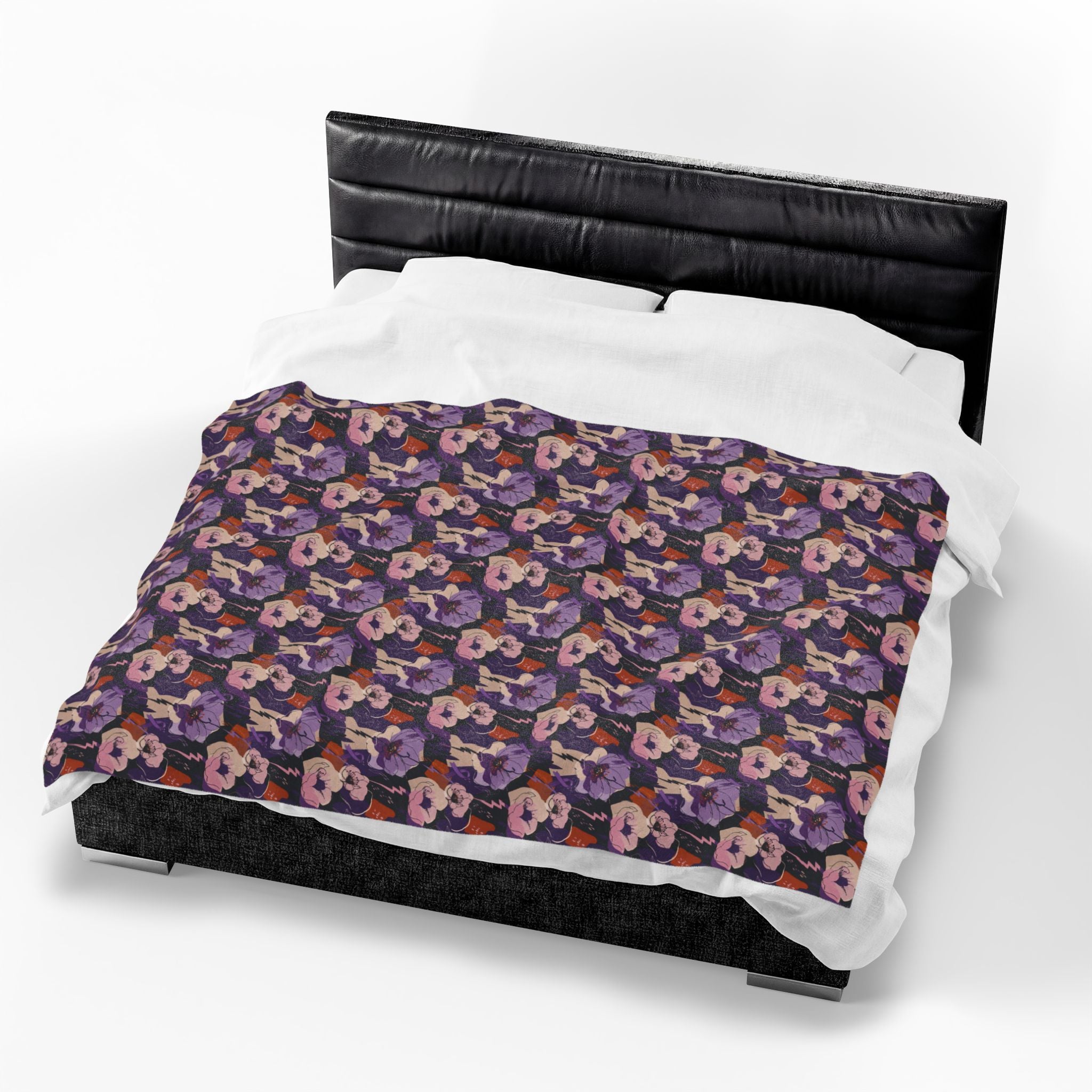 Epilepsy Awareness Floral Plush Blanket | Purple Ribbon Throw Blanket