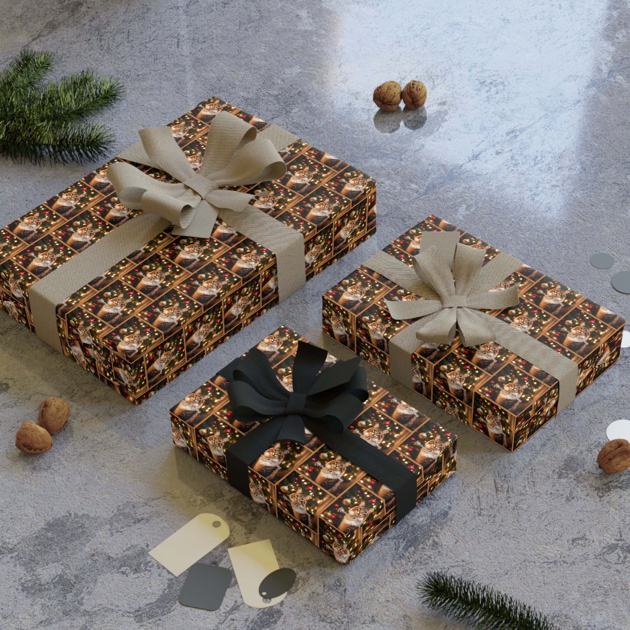 Photo depicting the ​Meowy Christmas Gift Wrapping Paper Rolls, 1pc from EpiAl's Shop.