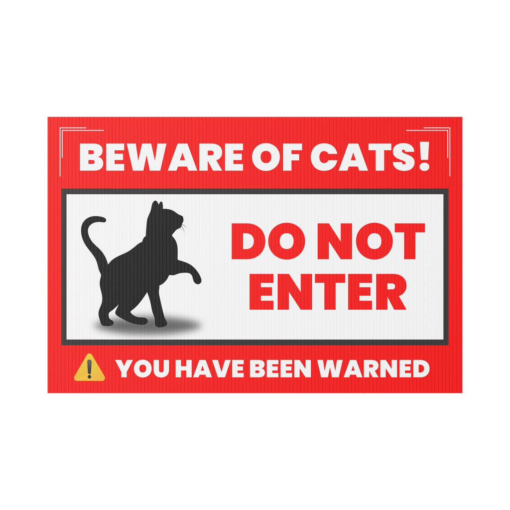 Beware of Cats Yard Sign | Funny Outdoor Decor | Do Not Enter Warning