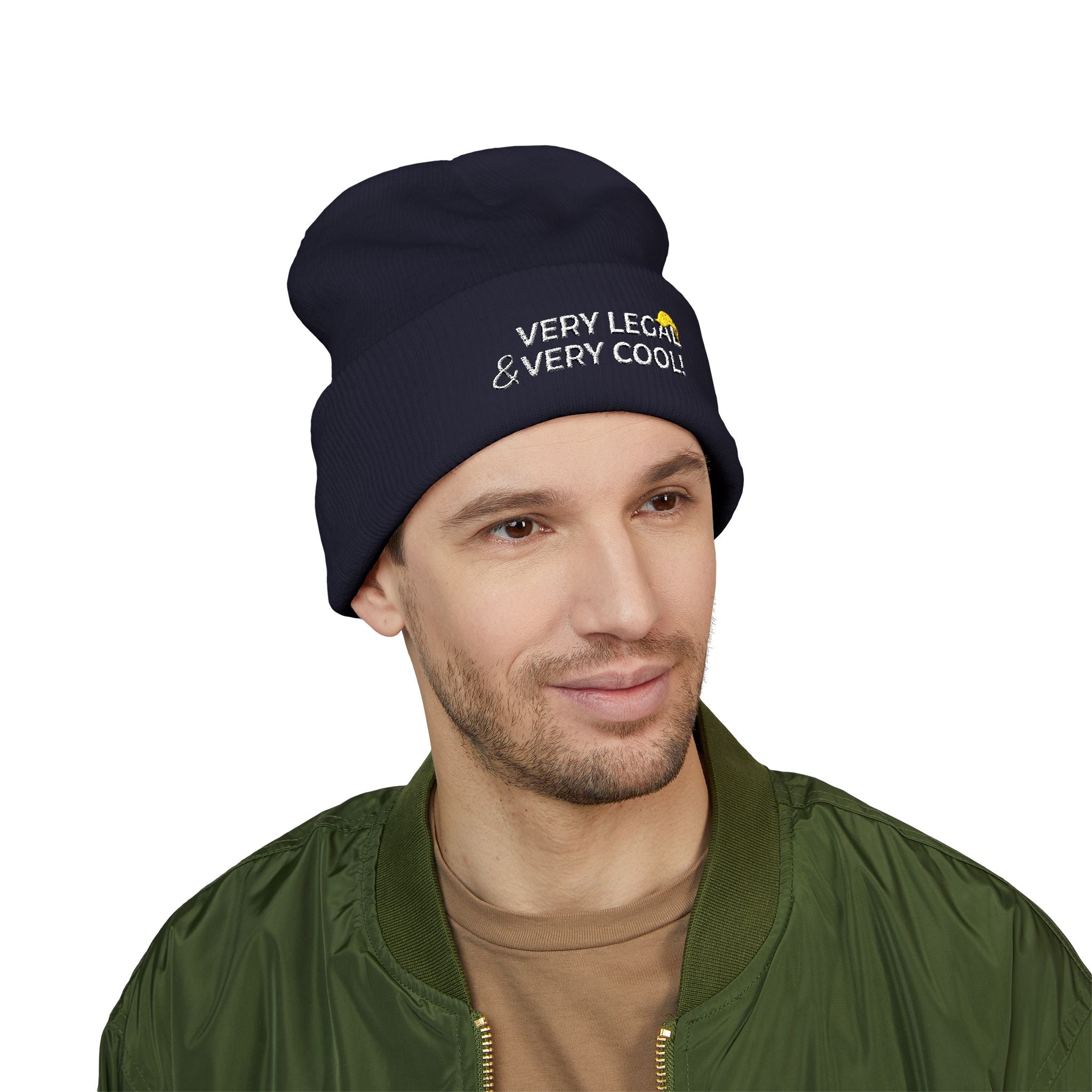 Very Legal & Very Cool Embroidered Knit Beanie – Political Parody Winter Hat