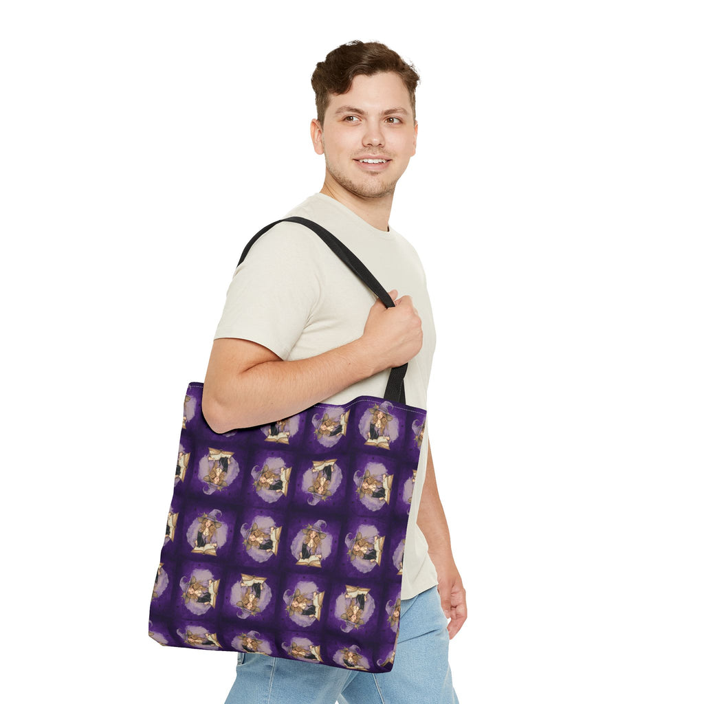 Vibrant Witchy Cat Lady Tote Bag