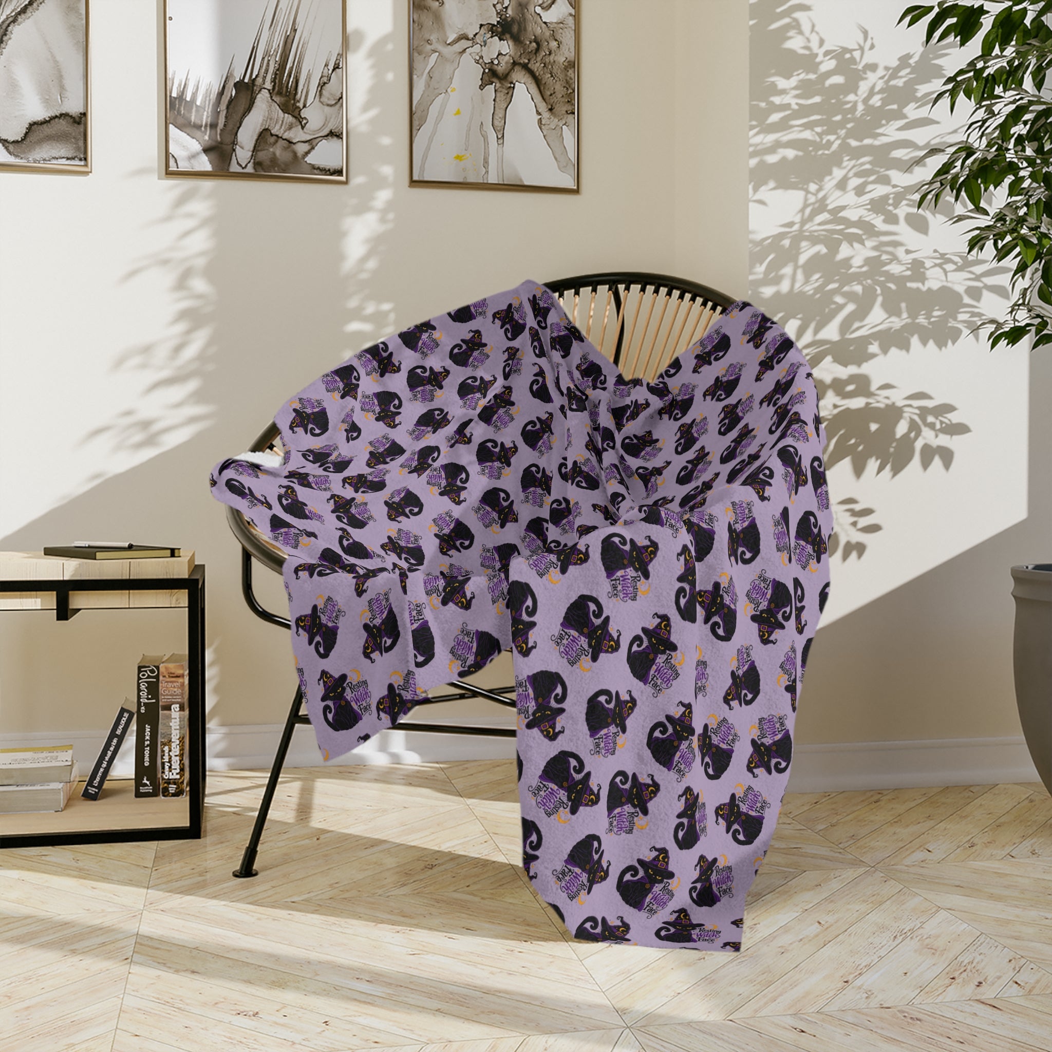 Resting Witch Face Black Cat Velveteen Blanket
