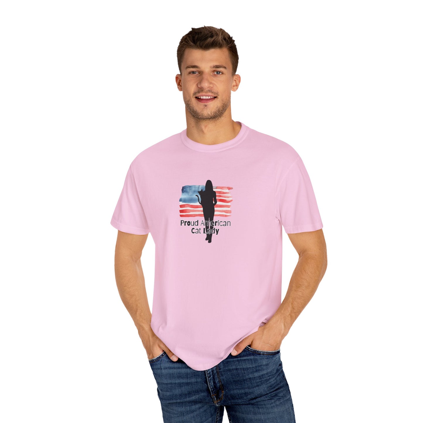 Proud American Cat Lady T-Shirt - Casual Unisex Tee for Cat Lovers