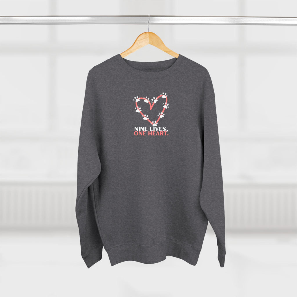 Nine Lives, One Heart – Cat Lover Sweatshirt