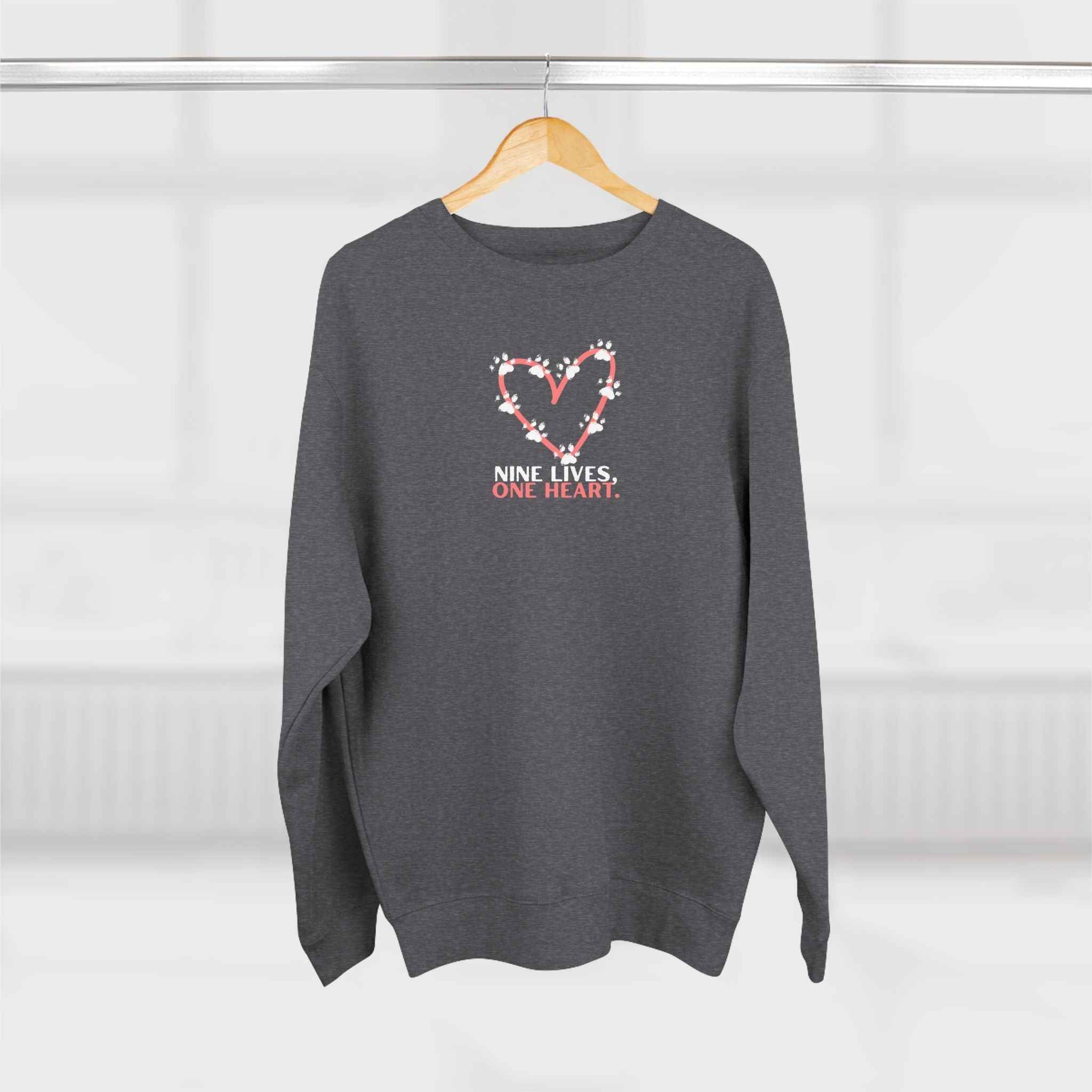 Nine Lives, One Heart – Cat Lover Sweatshirt