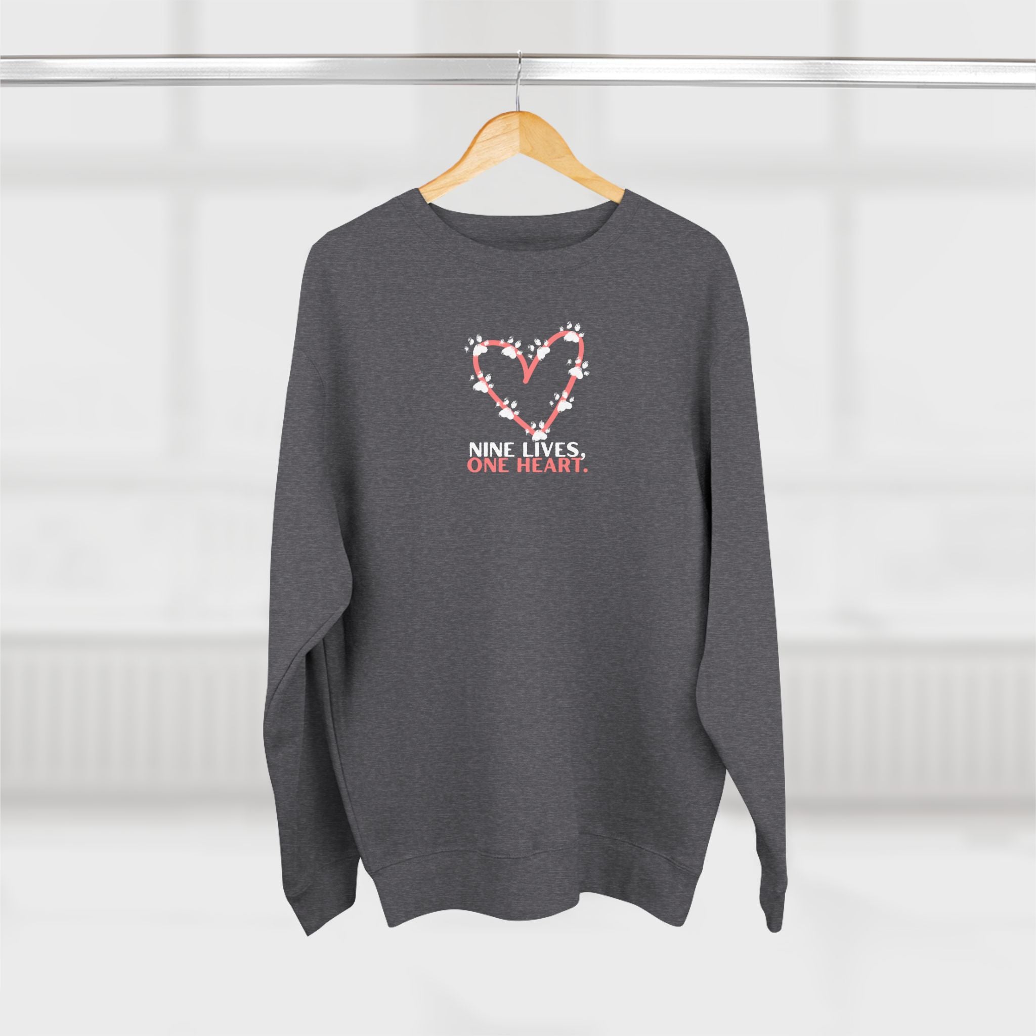 Nine Lives, One Heart – Cat Lover Sweatshirt